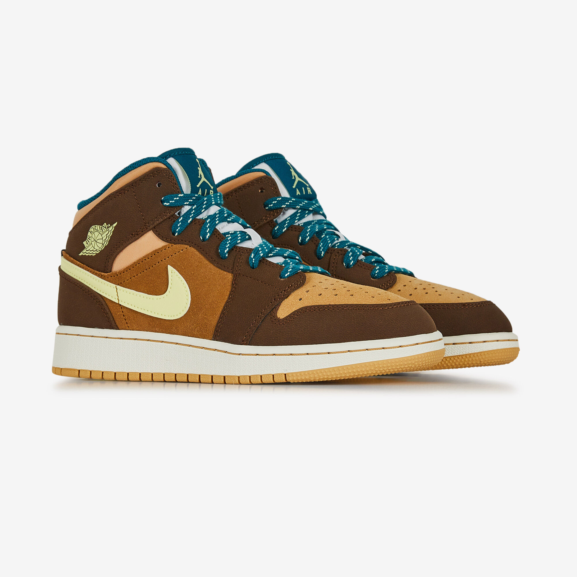 JORDAN AIR JORDAN 1 MID MARRON JAUNE SNEAKERS ENFANT Courir
