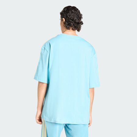 ADIDAS ORIGINALS T-SHIRT OVERSIZE 3 BANDES ADICOLOR Preloved Blue / Ice Tangerine HOMME