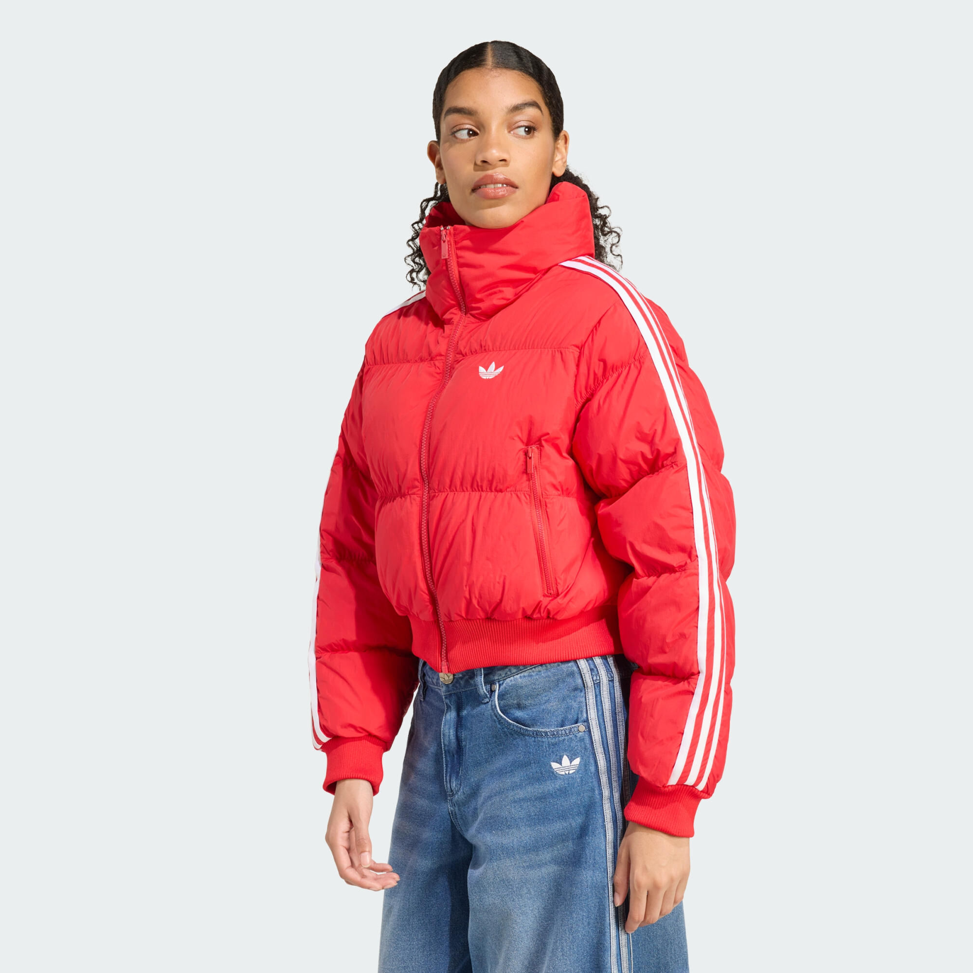 ジャケット・アウター strawberry ADIDAS ORIGINALS Adicolor Cropped Synthetic Down Puffer