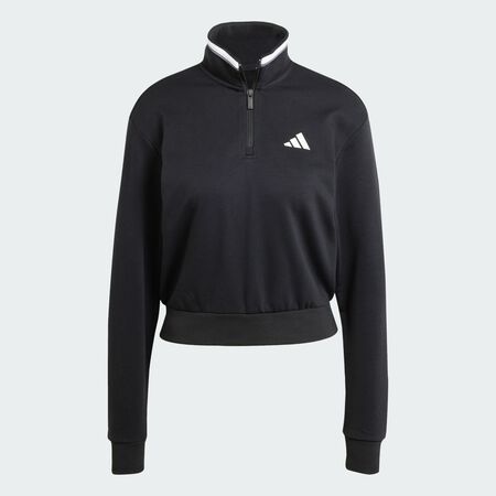 Essentials Color Pop French Terry Crop Quarter-Zip Track Jacket : Black