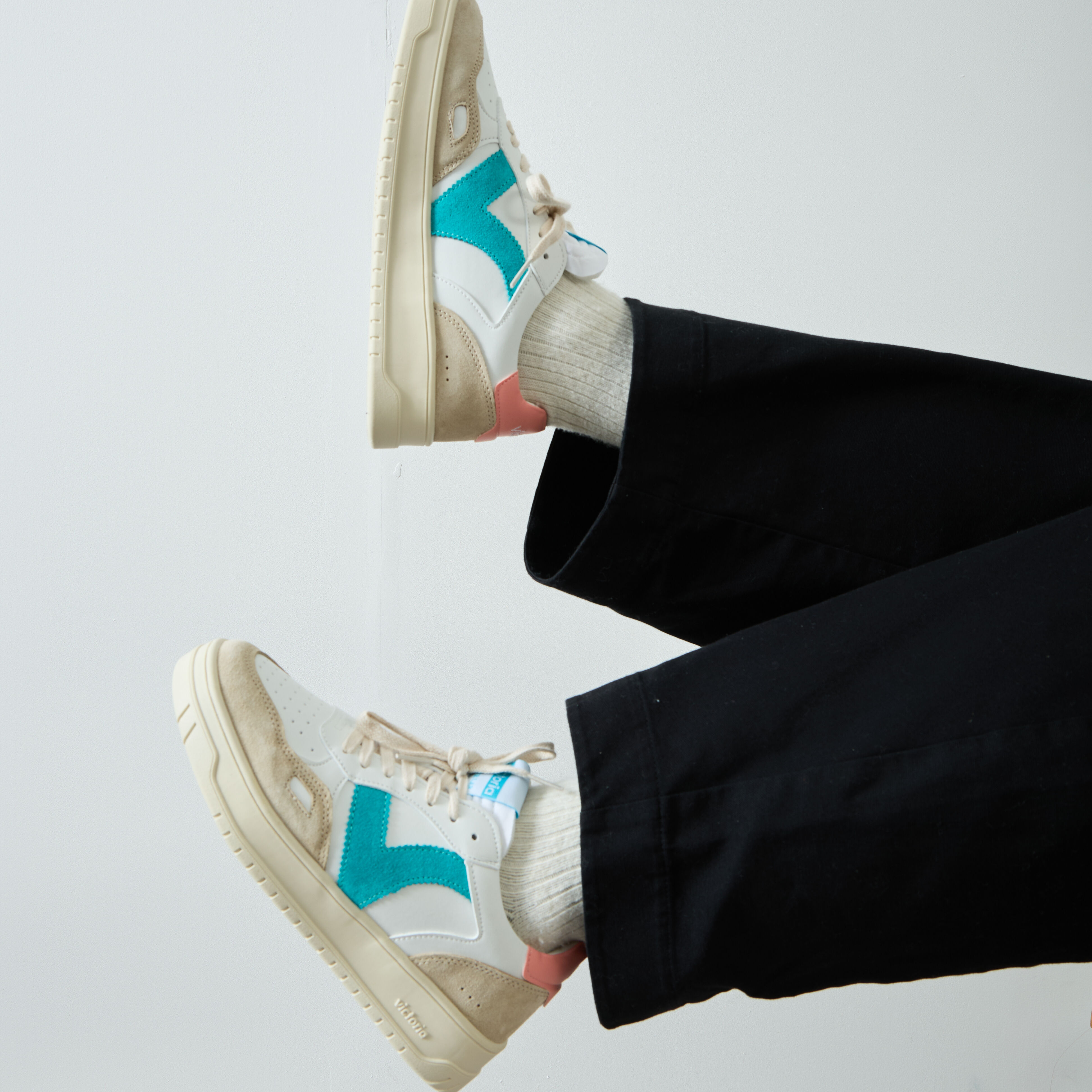 VICTORIA SEUL SNEAKERS FEMME BLANC BLEU LACETS Courir