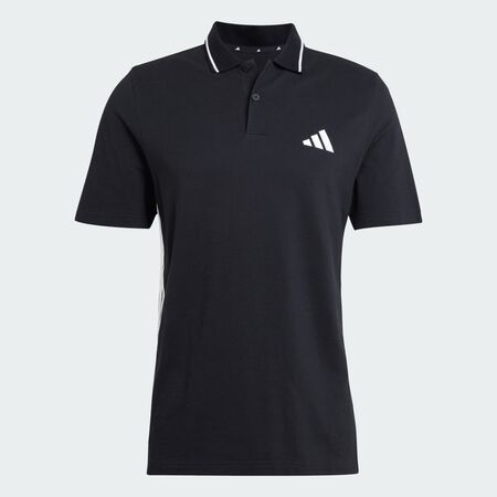 Polo piqué 3 bandes Essentials : Black / White
