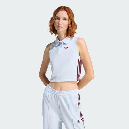 ADIDAS ORIGINALS POLO TOP Crystal Sky / Maroon WOMEN
