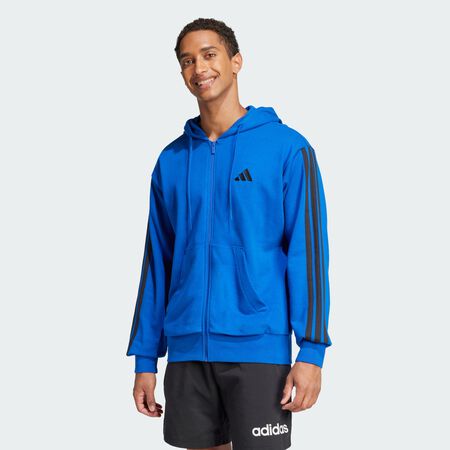 ADIDAS ORIGINALS Veste à capuche entièrement zippée French terry 3 bandes Essentials Royal Blue / Black HOMME
