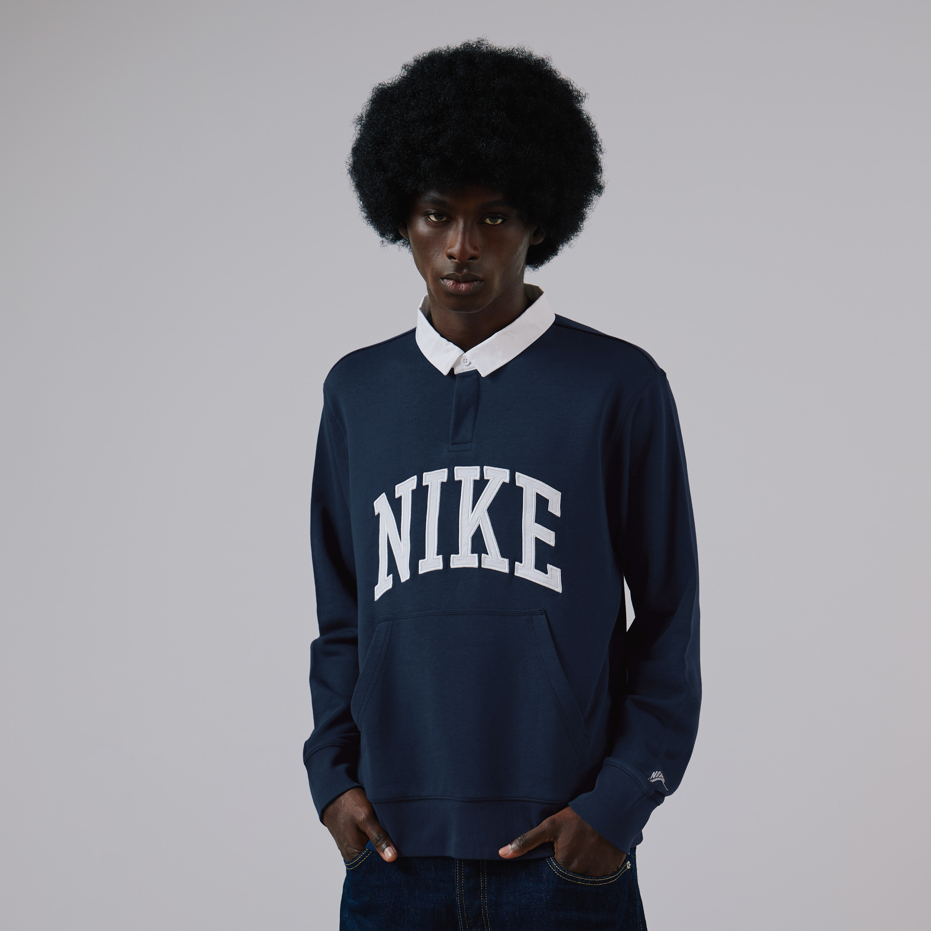 NIKE SWEAT POLO UNIVERSITY MARINE BLANC SWEATSHIRTS MEN Courir