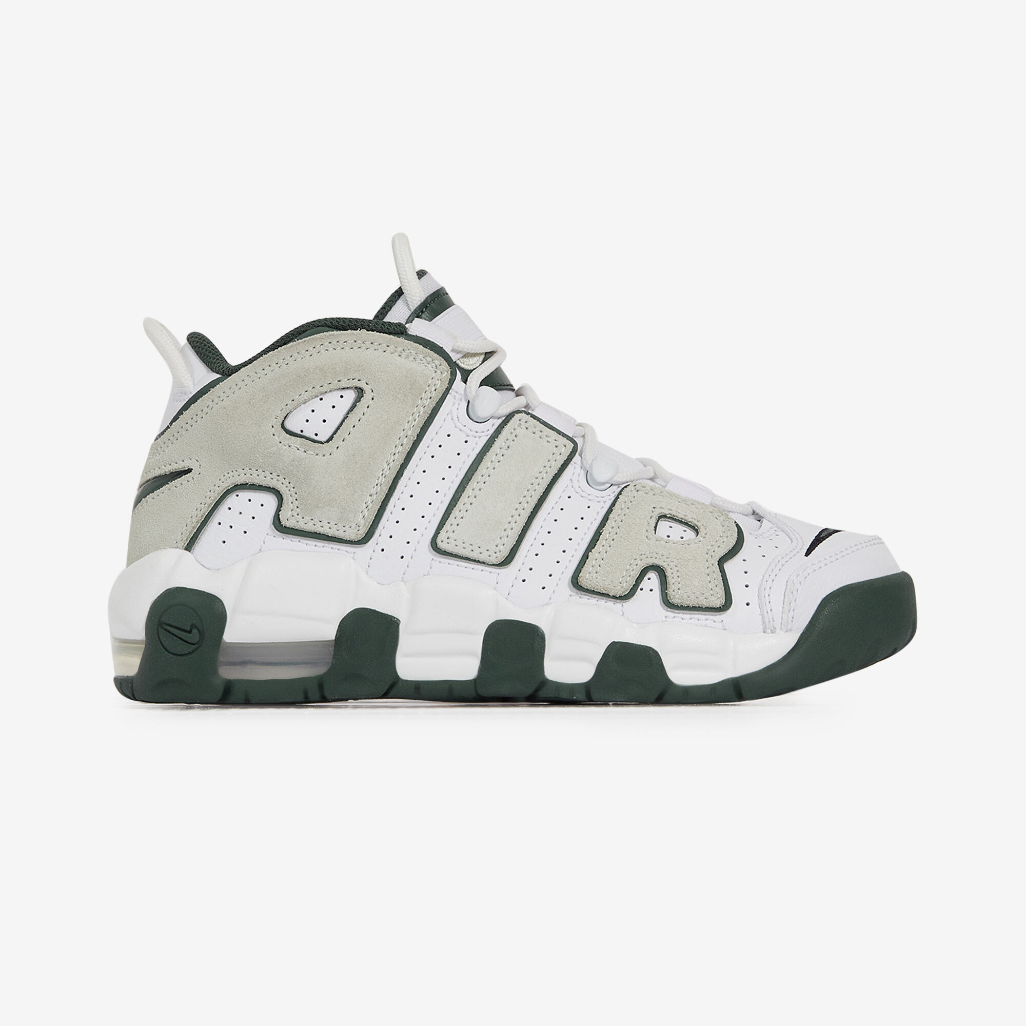 NIKE AIR MORE UPTEMPO BLANC GRIS SNEAKERS ENFANT LACETS Courir