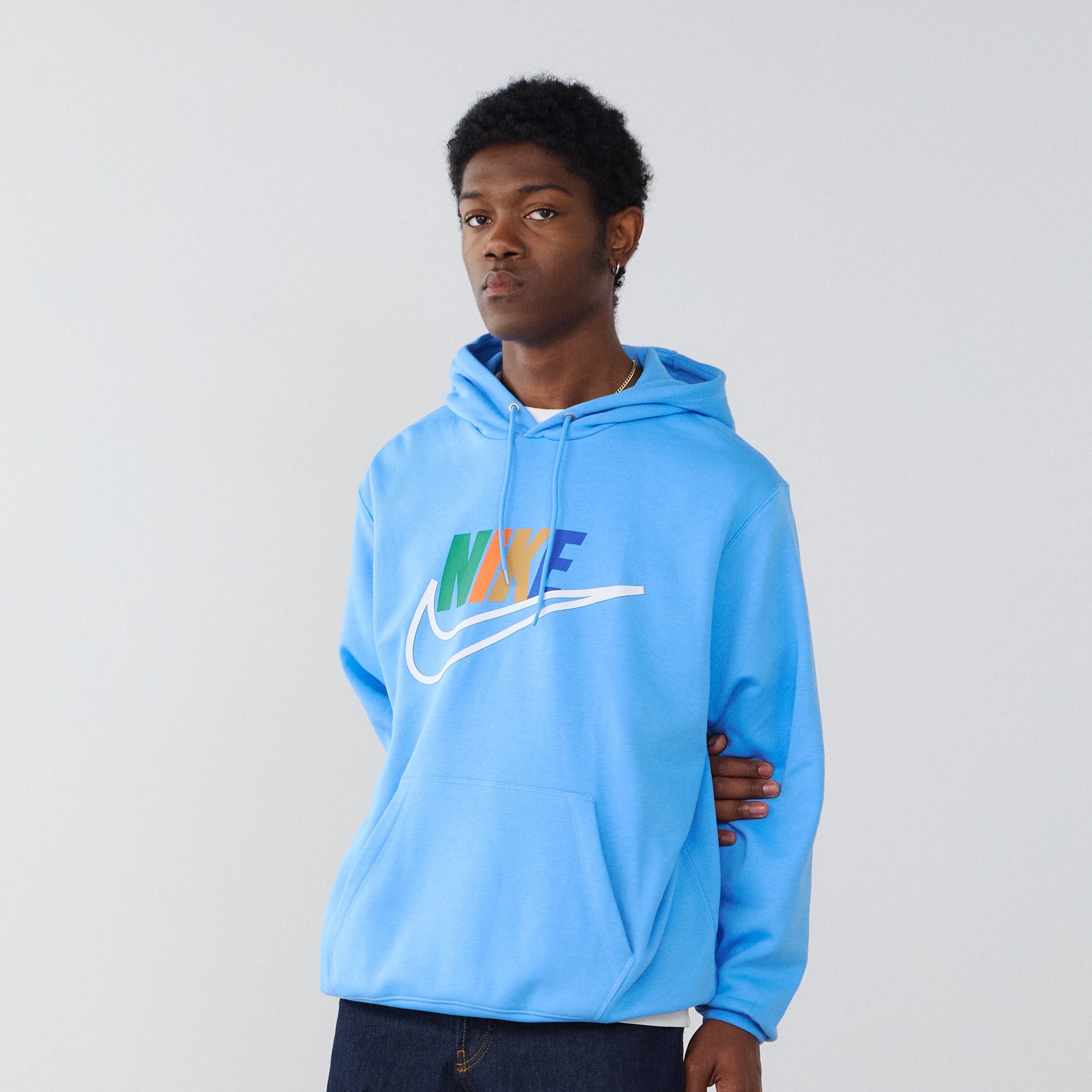 NIKE HOODIE CLUB BB FUTURA LOGO MULITCOLOR BLUE SWEATSHIRTS MEN Courir
