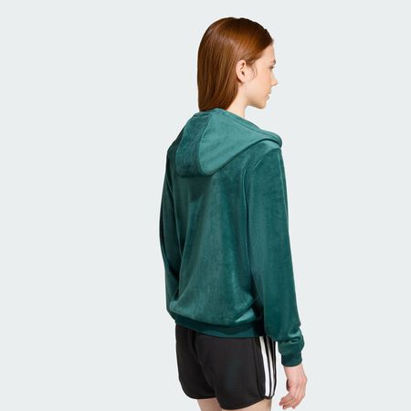 ADIDAS ORIGINALS Sweat-shirt à capuche zippé velours Aurora Ivy / White JUNIOR