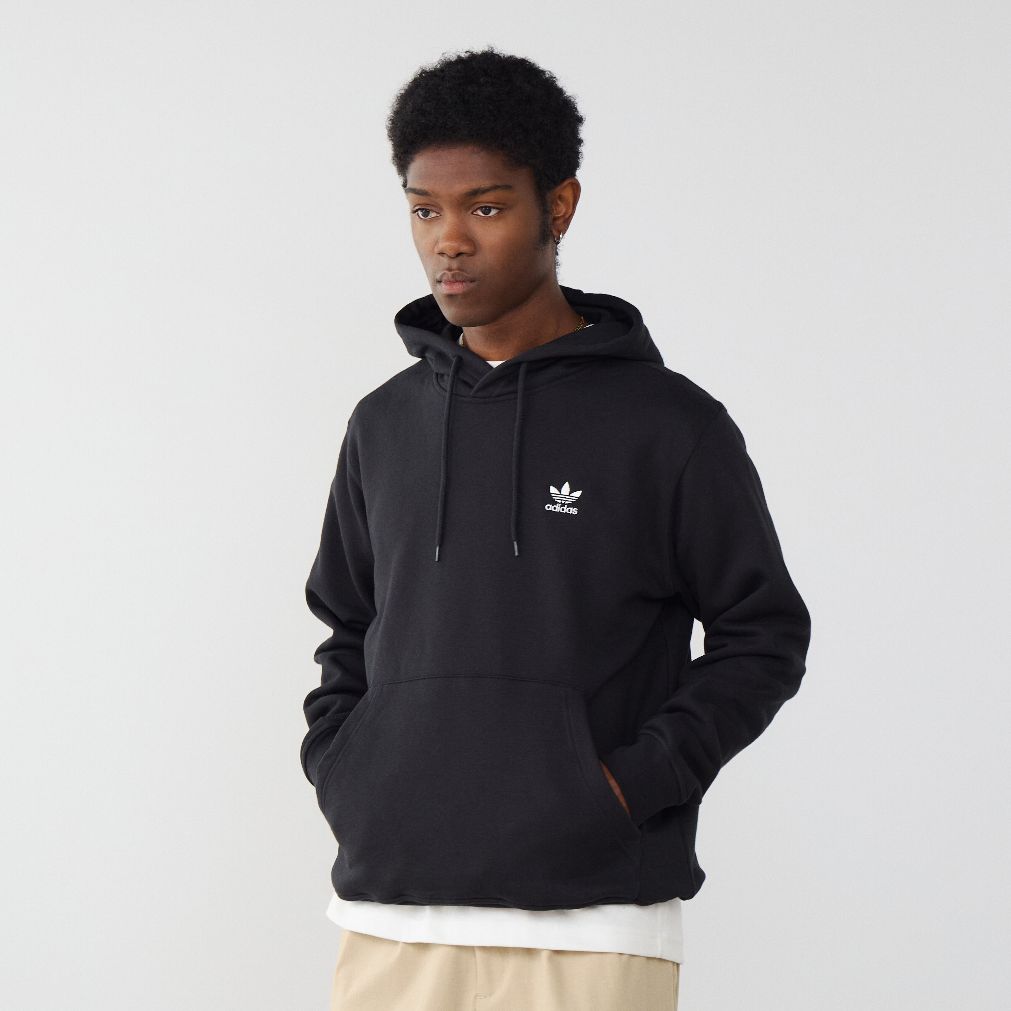 Mens black adidas trefoil hoodie discount