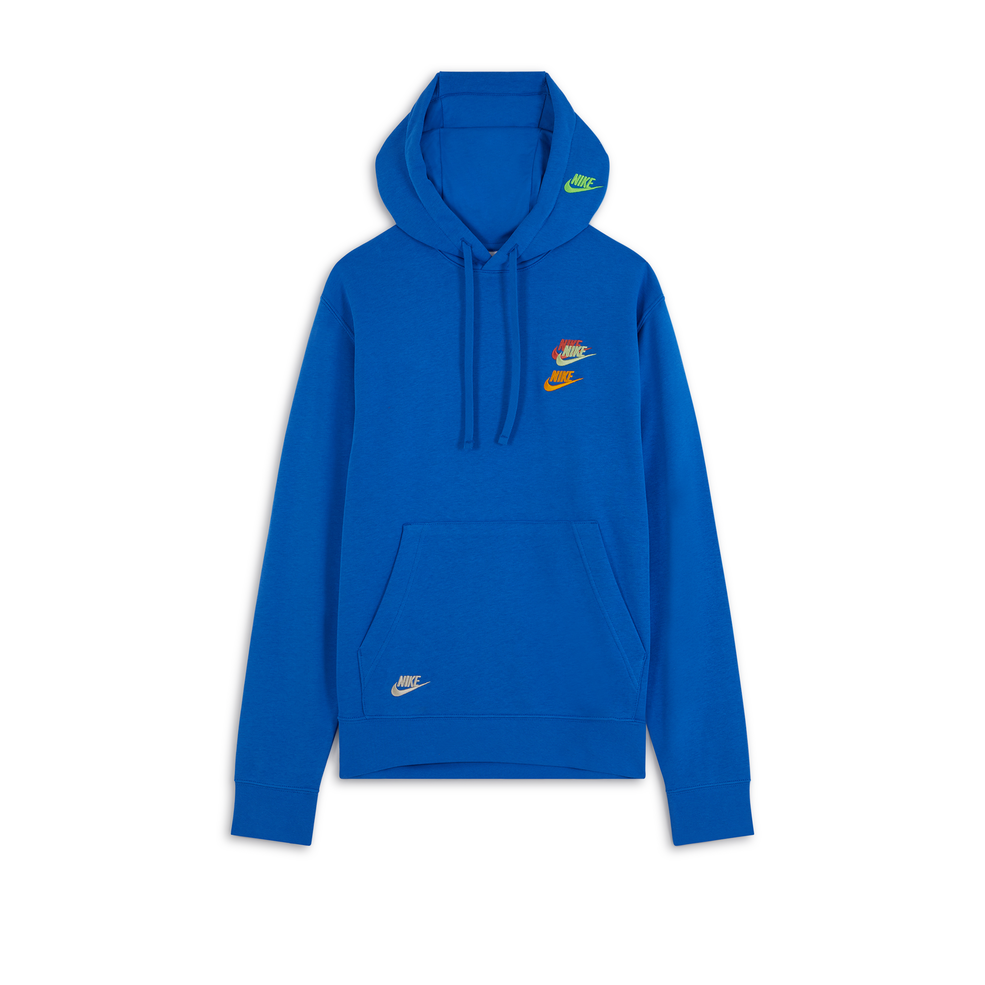 NIKE HOODIE FTA MULTI LOGO BLUE SWEATSHIRTS MEN