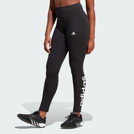 ADIDAS SPORTSWEAR ESSENTIALS HIGH-WAISTED LOGO LEGGINGS Black / White WOMEN