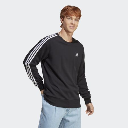 ADIDAS SPORTSWEAR Essentials French Terry 3-Stripes Sweatshirt Black MEN