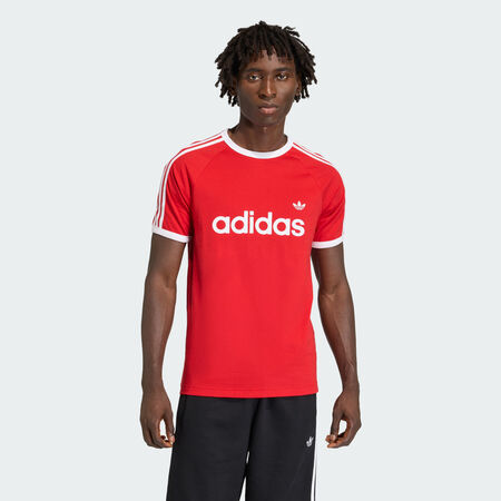 ADIDAS ORIGINALS T-SHIRT SLIM RINGER À 3 BANDES Better Scarlet HOMME