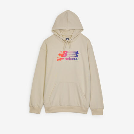 NEW BALANCE HOODIE BIG LOGO RUN BEIGE MEN