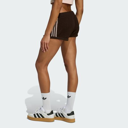 ADIDAS ORIGINALS KNITTED CROCHET SHORTS Aurora Coffee WOMEN