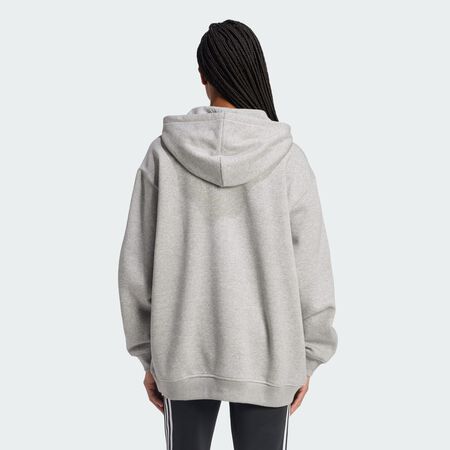ADIDAS ORIGINALS Essentials Oversized Fleece Hoodie Medium Grey Heather WOMEN