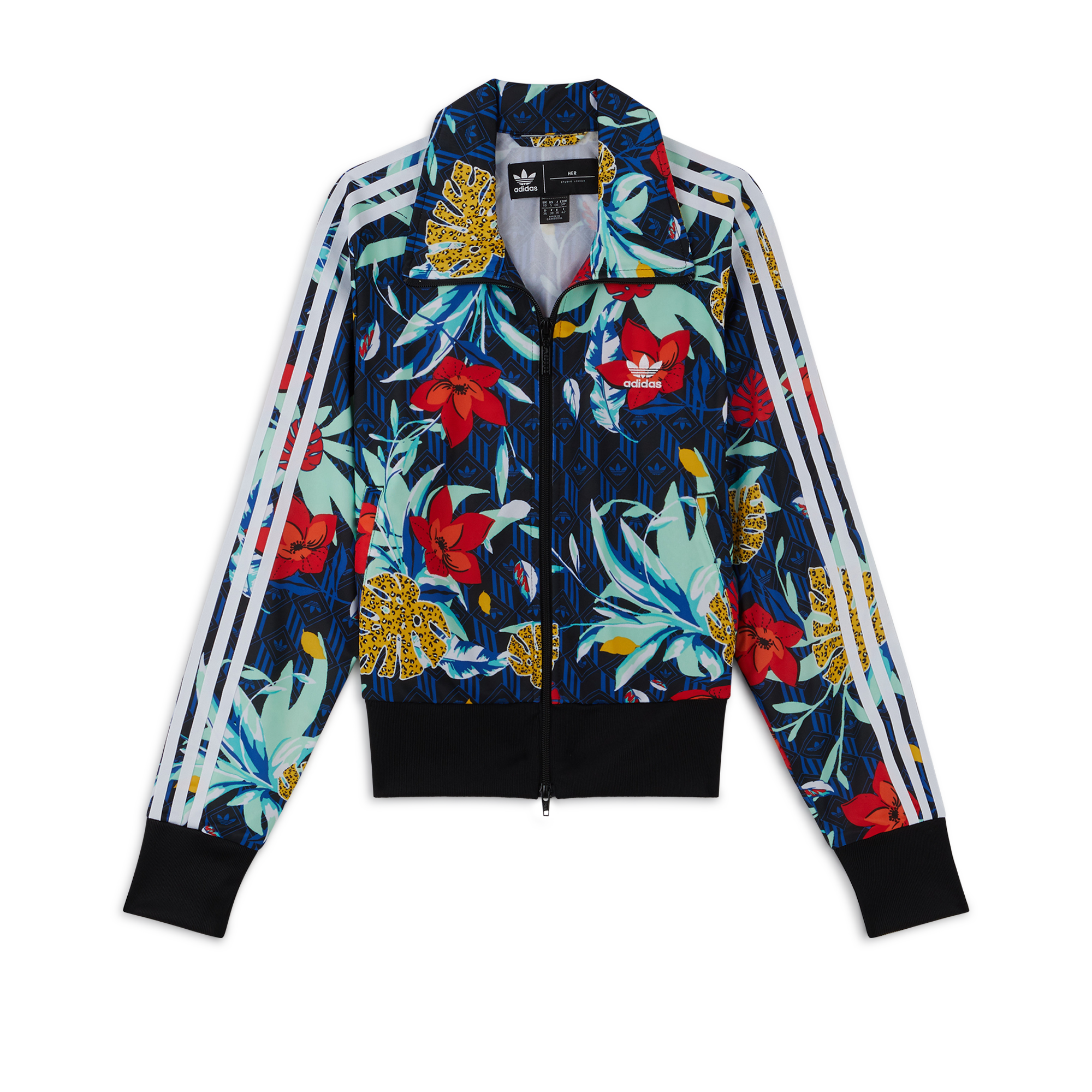 Jacket Full Zip Stripes Aop Floral Print