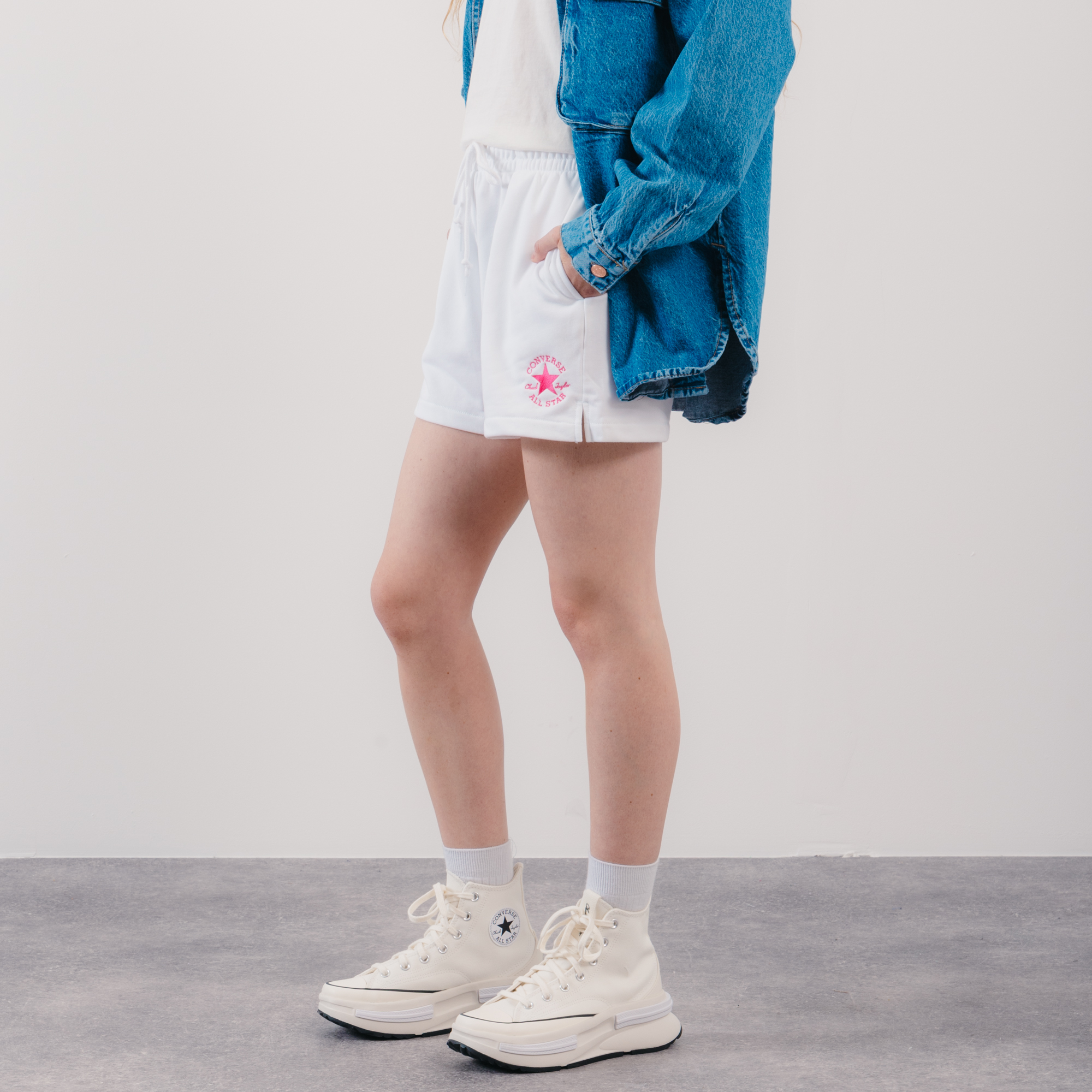 Short Relaxed Chuck Taylor Patch Blanc/rose