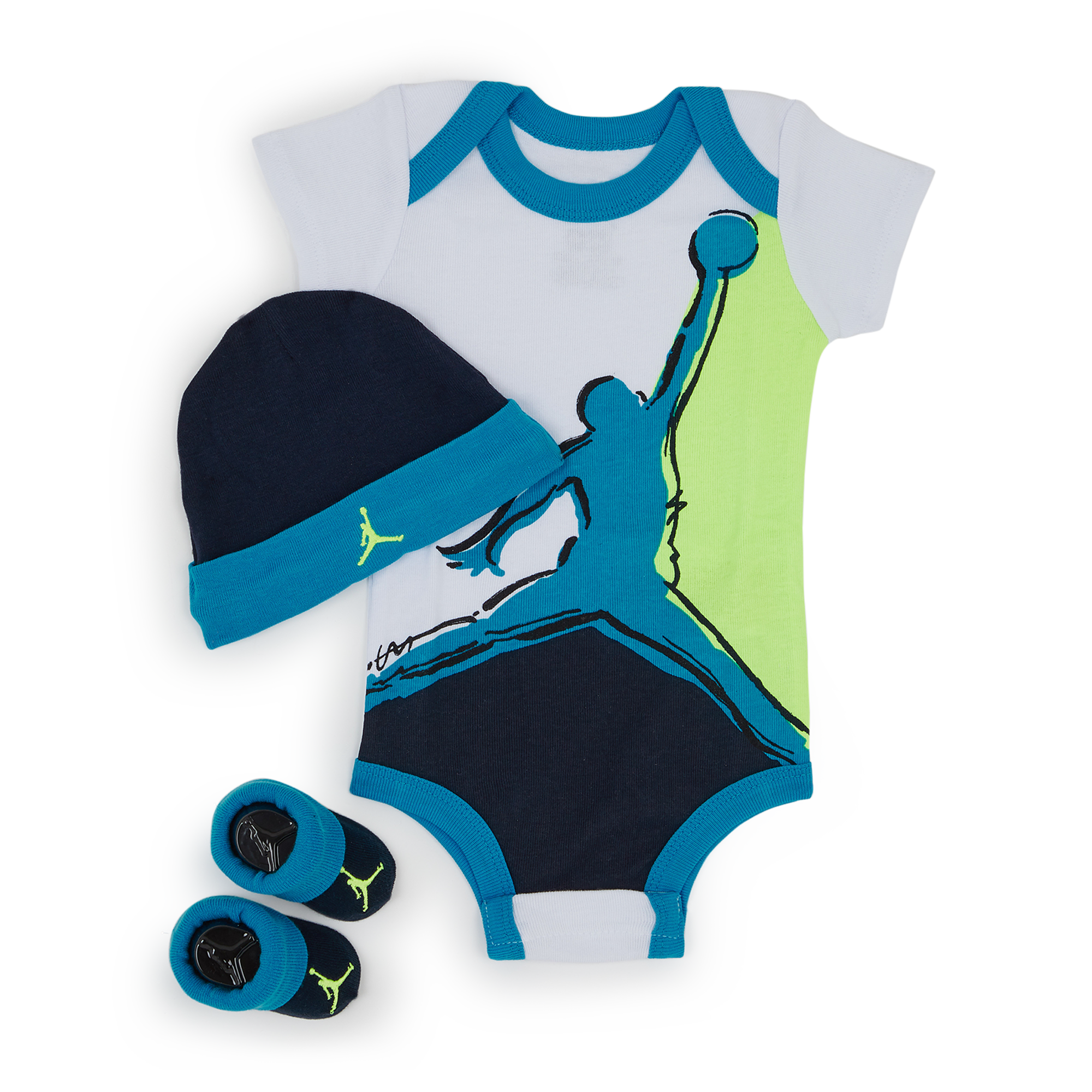 3 Pc Set Mc Painted Jumpman Jordan Blanc/bleu S Unisex