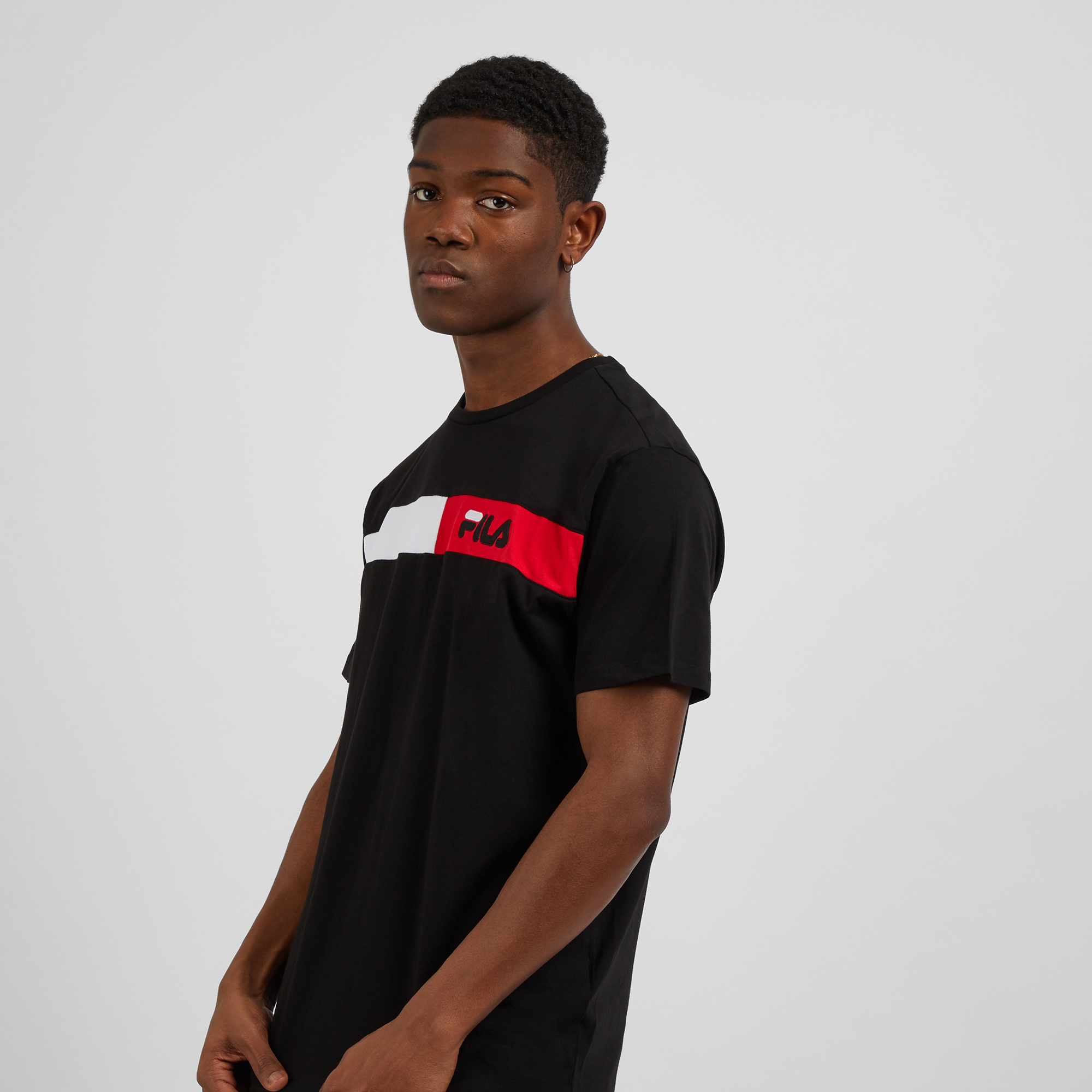 Tee Jacques Chest Colorblock Fila Noir/blanc/rouge L Male