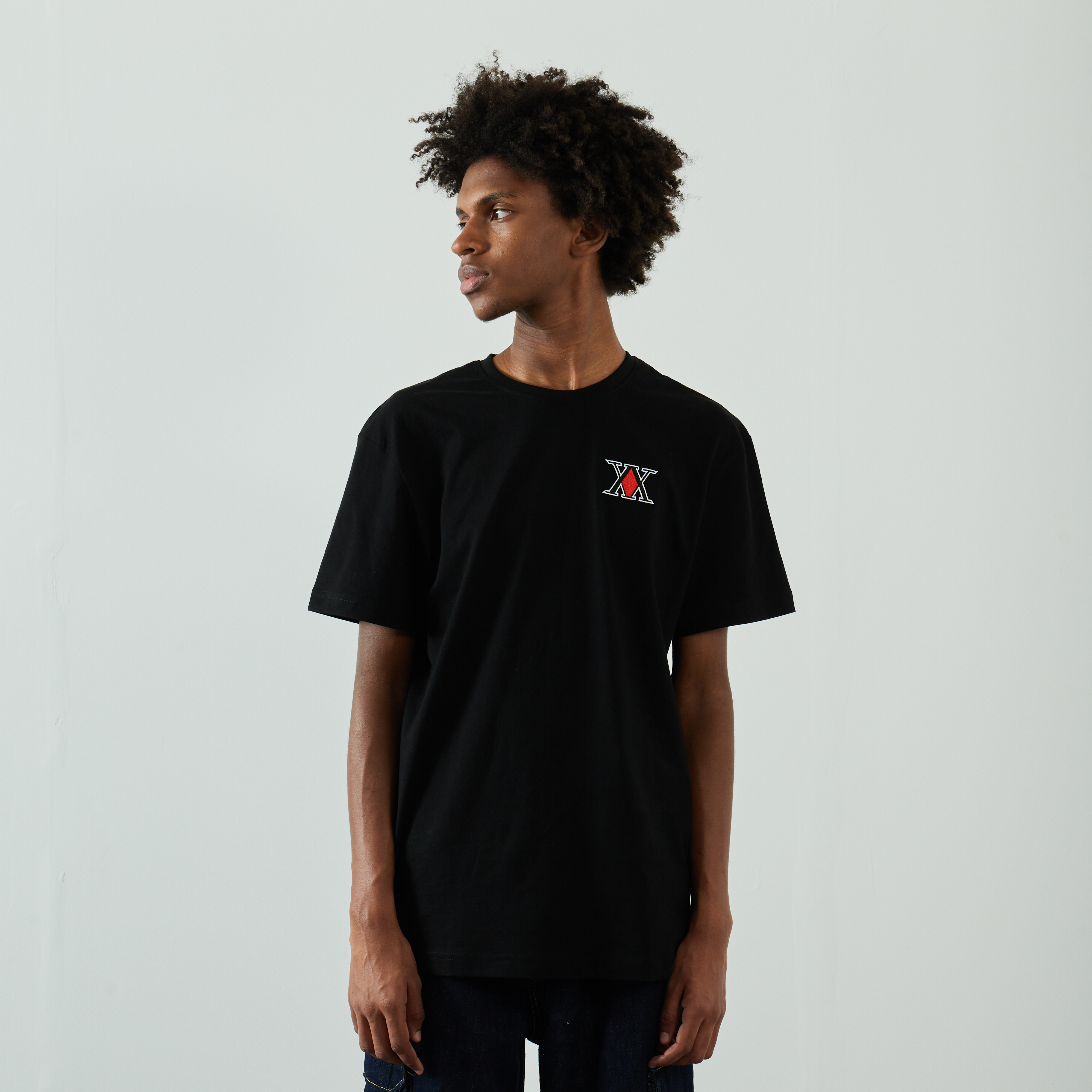 HUNTER X HUNTER EMBROIDERED LOGO HXH T SHIRT BLACK T SHIRTS MEN