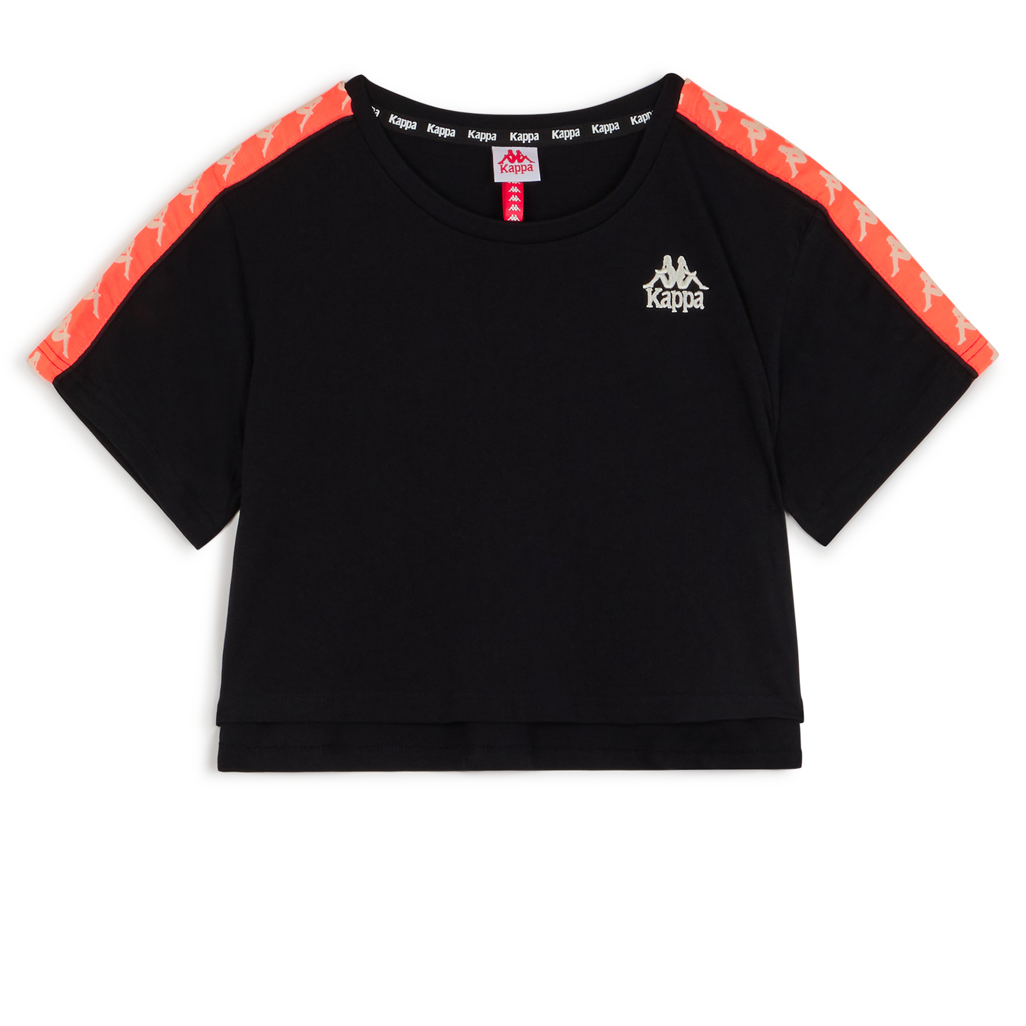 Tee Shirt Crop 222 Banda Apua Kappa Noir/orange Fluo M Female