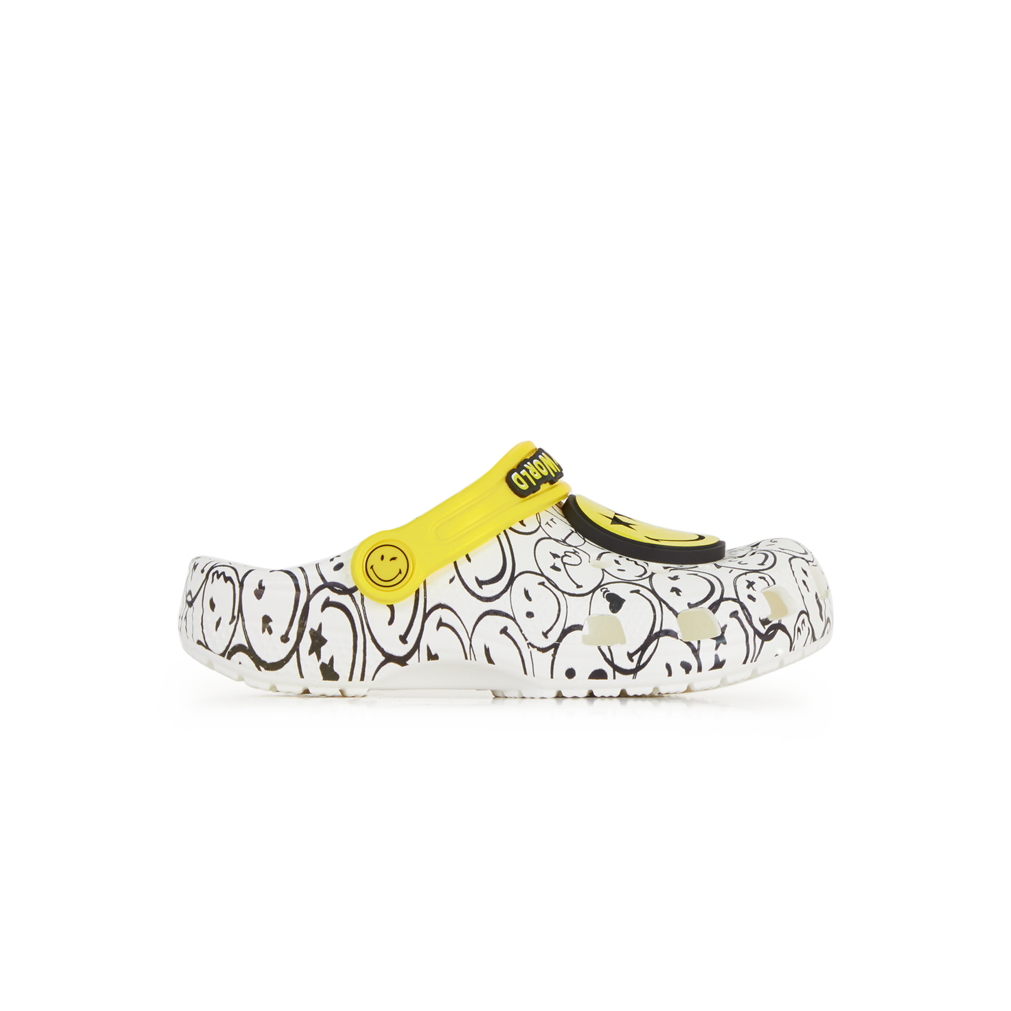 classic smiley world charm clog  blanc/noir/jaune   - bébé -