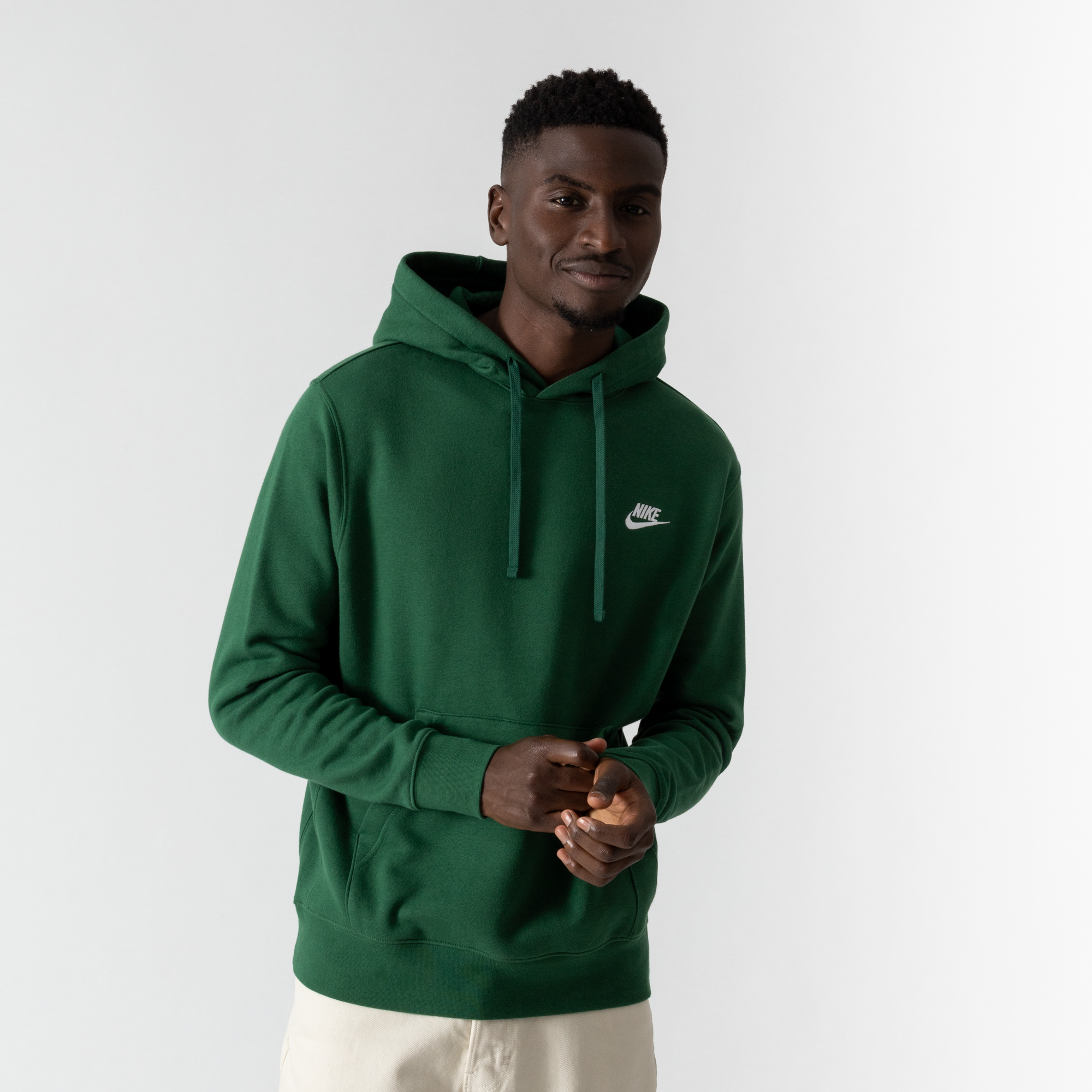 NIKE HOODIE CLUB SMALL LOGO VERT/BLANC - SWEAT HOMME | Courir.com