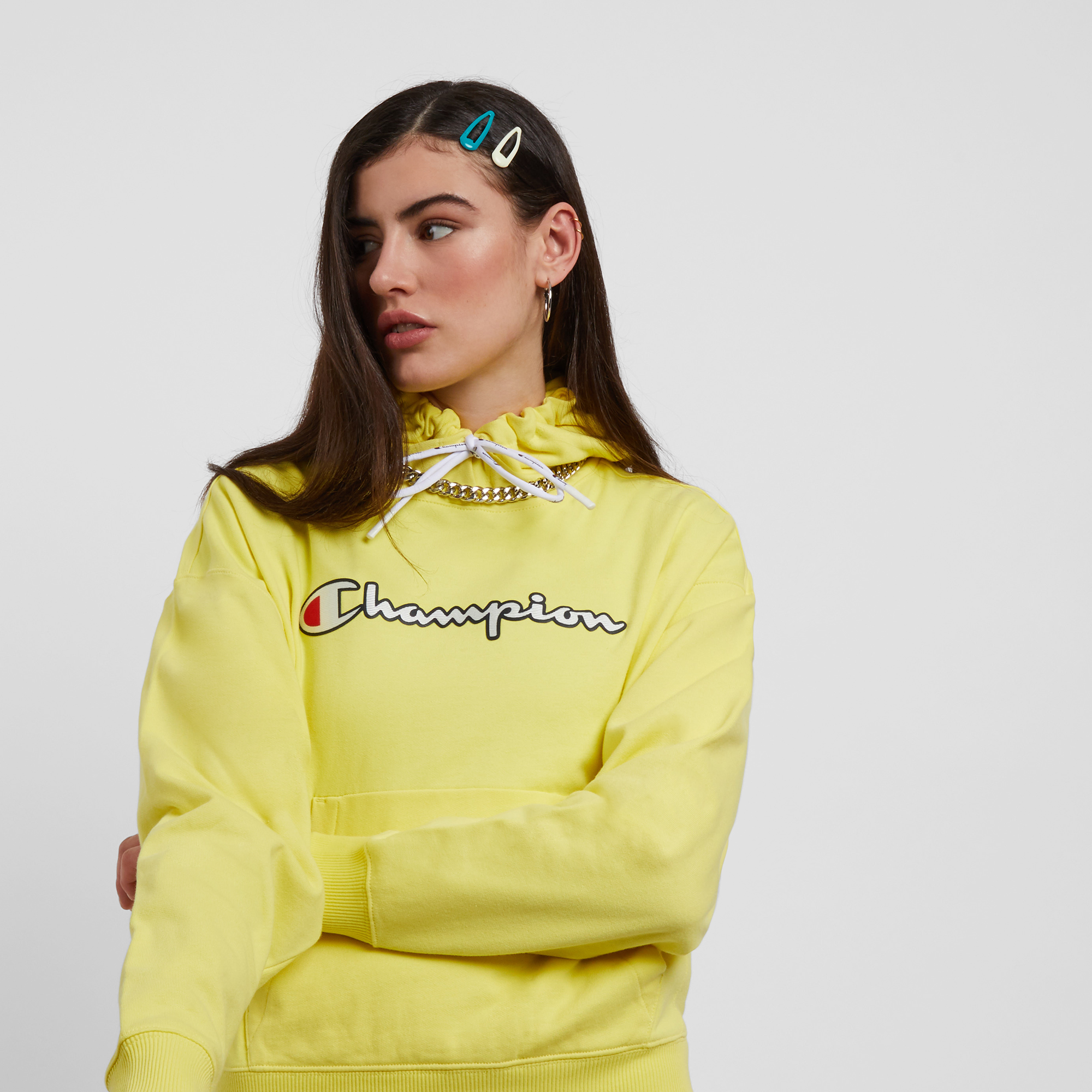 Hoodie Sweat Crop Champion Jaune M Female