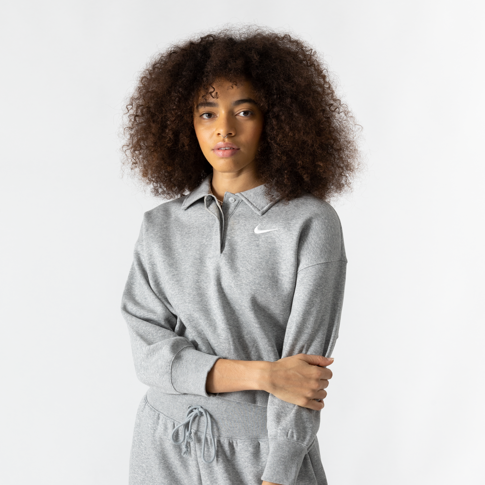 Polo Crop Style Ls  Gris