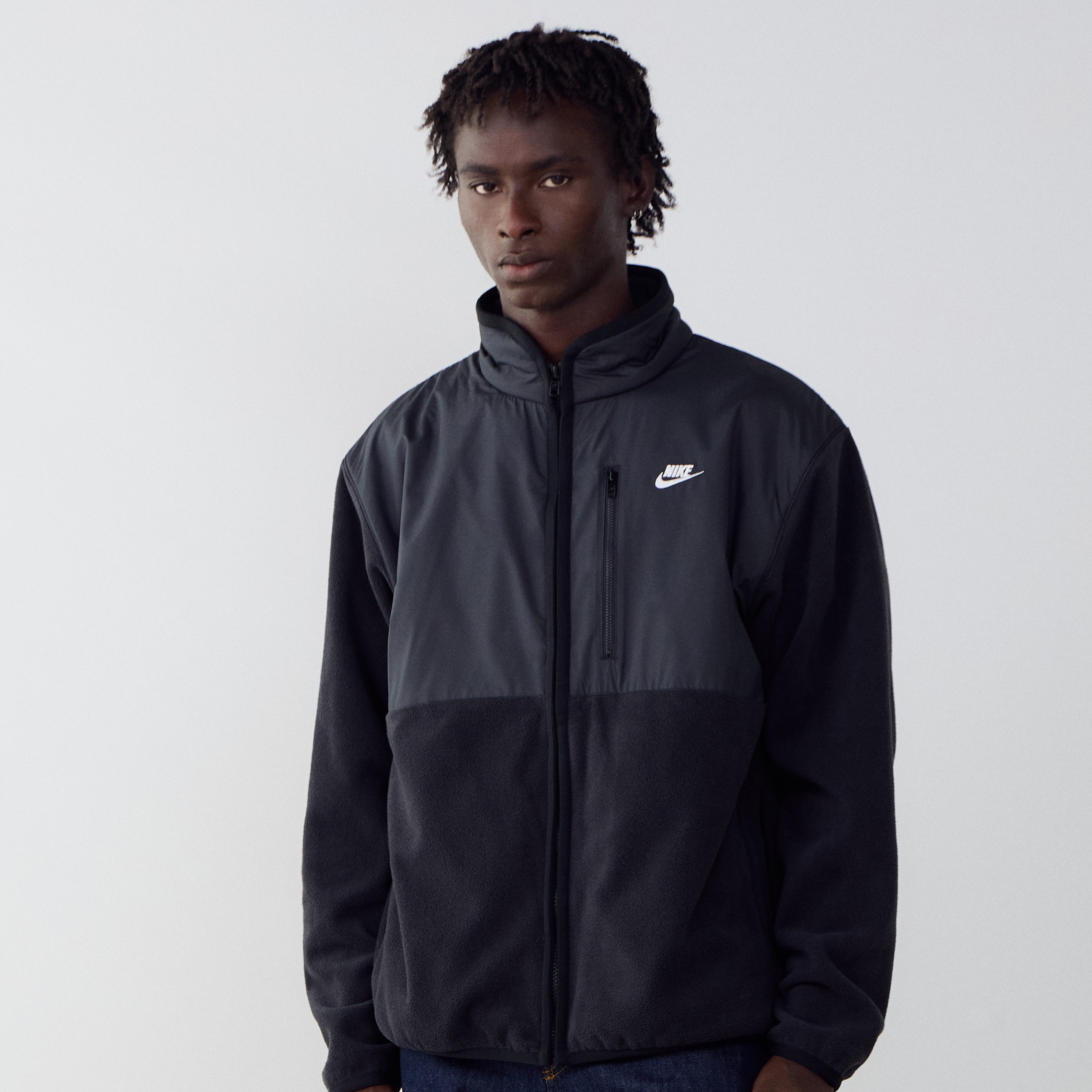 NIKE JACKET FZ CLUB WINTERIZED BLACK/WHITE - JACKETS MEN