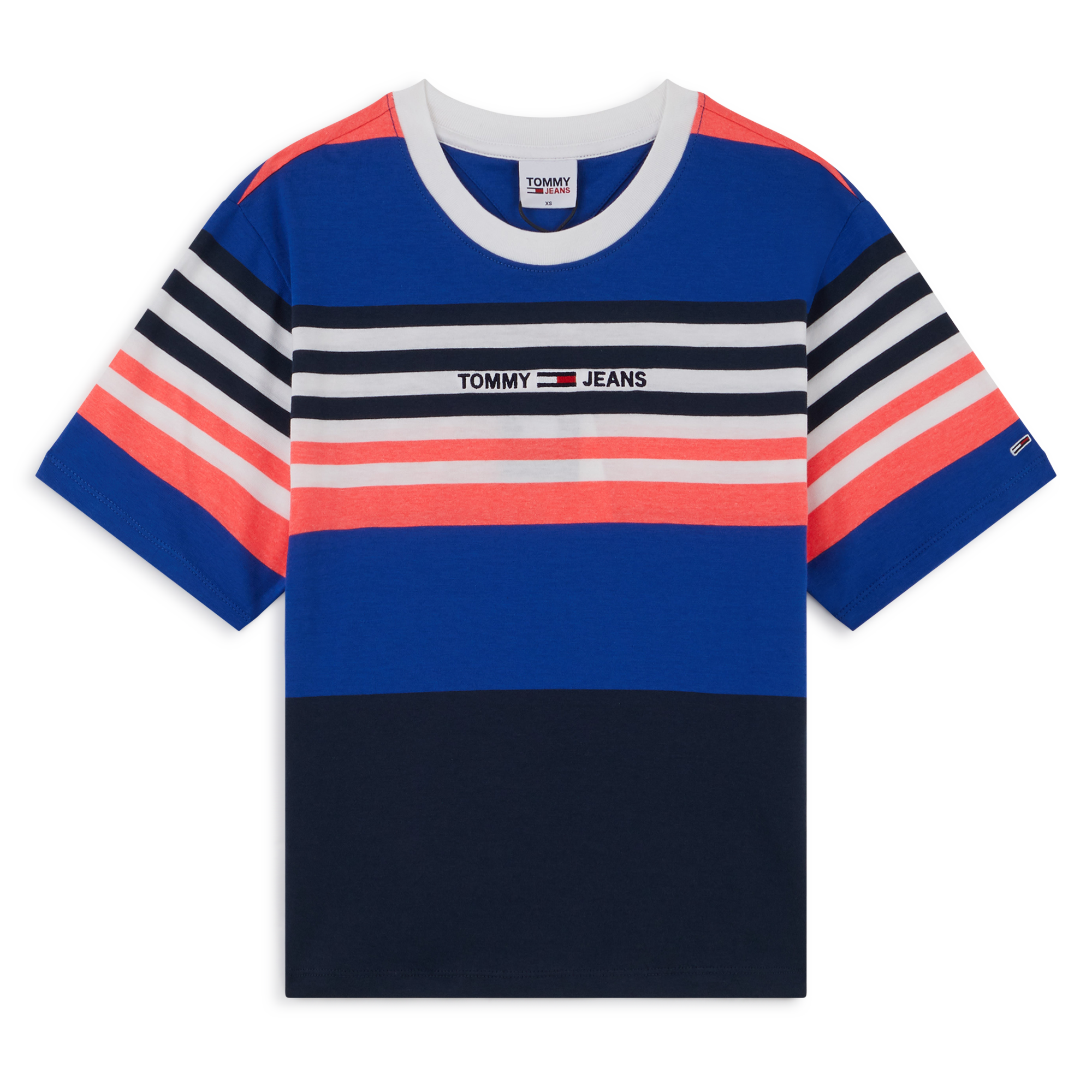 Tee Shirt Stripes Bleu/corail/blanc