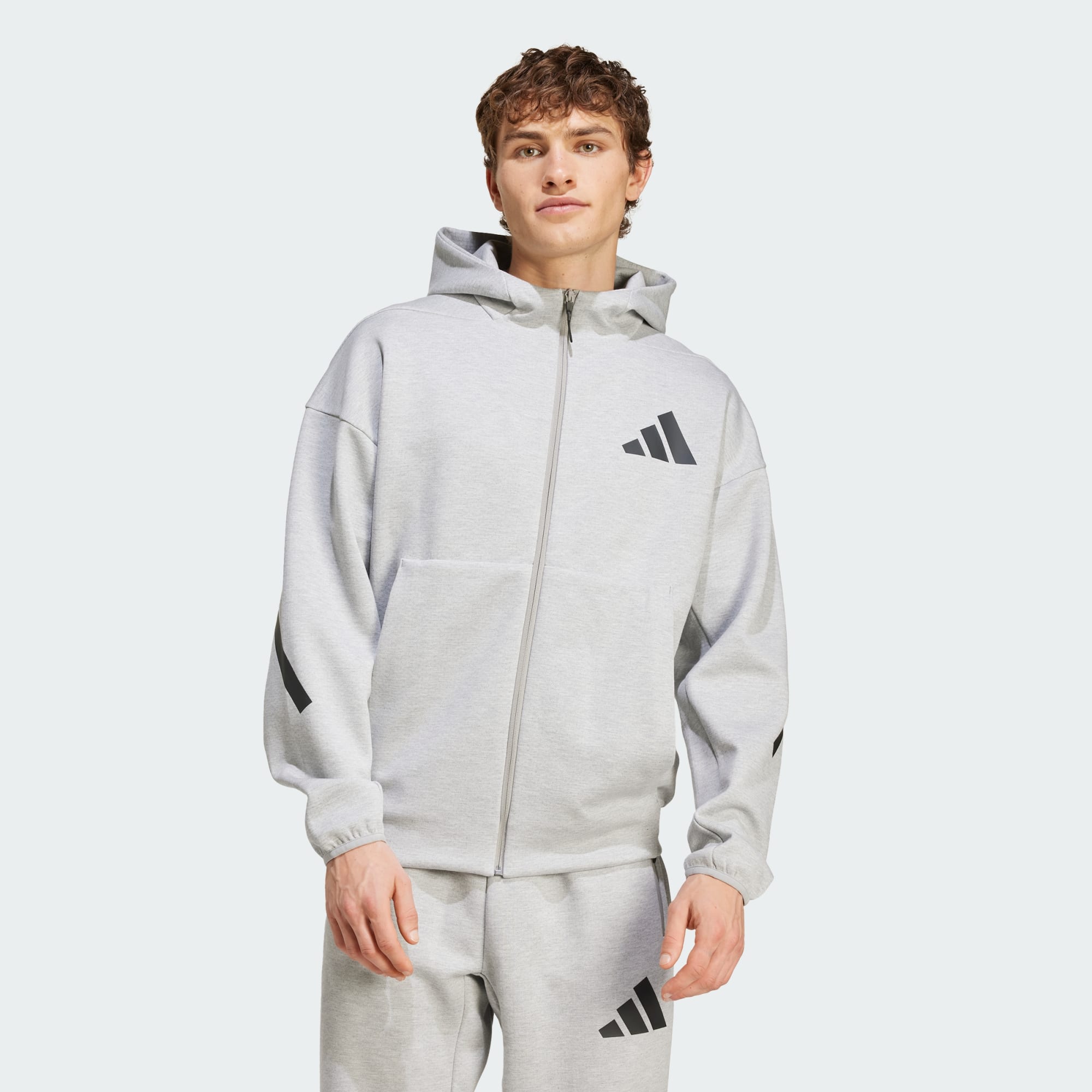 ADIDAS ORIGINALS Full-Zip Hooded Track Jacket Medium Grey