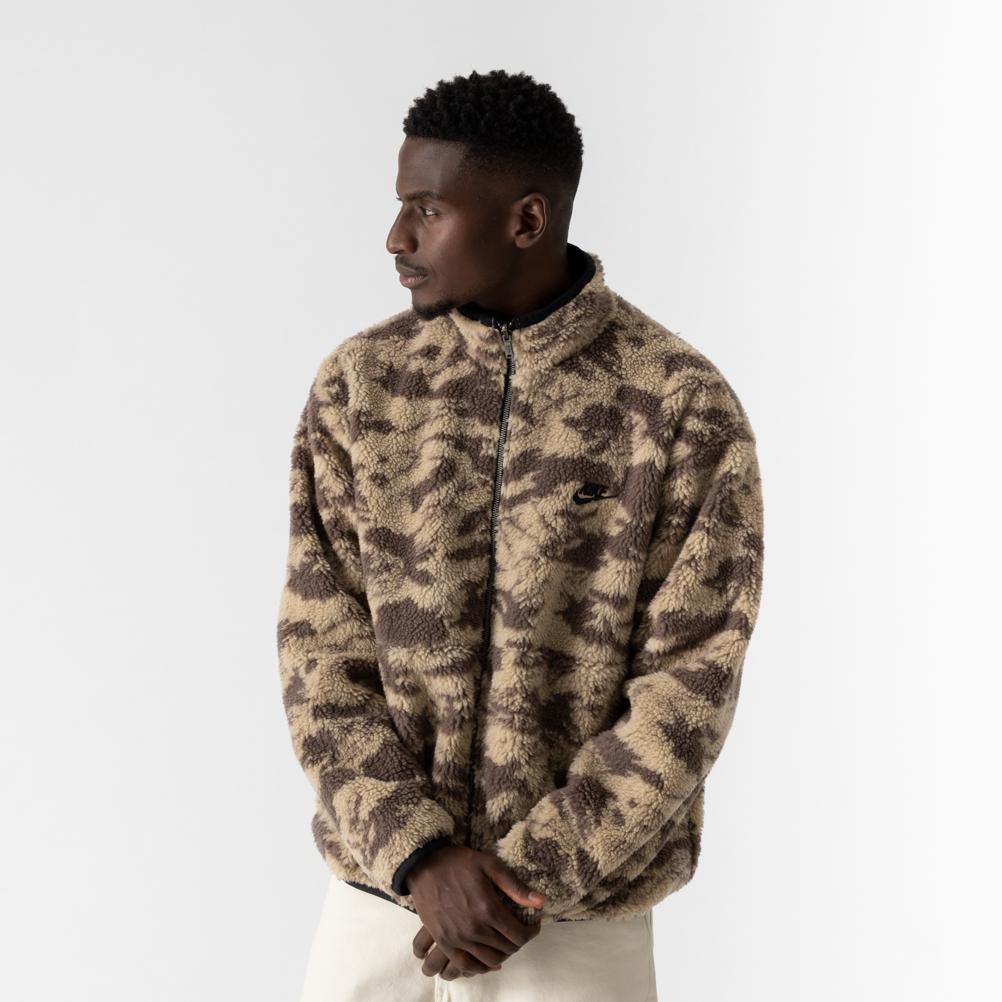 jacket anorak sherpa reversible  noir/camouflage