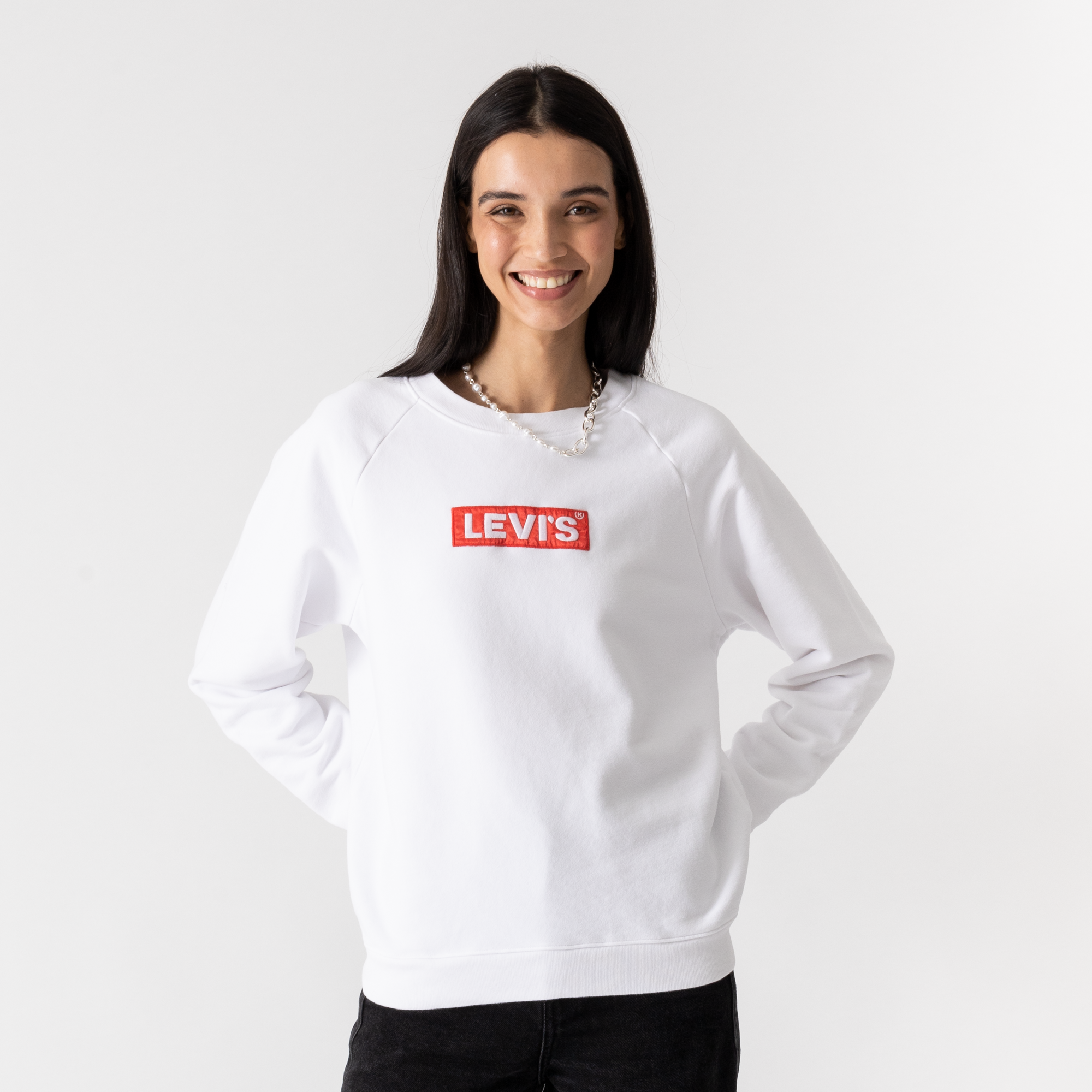 Sweat Crew Relaxed  Blanc/rouge