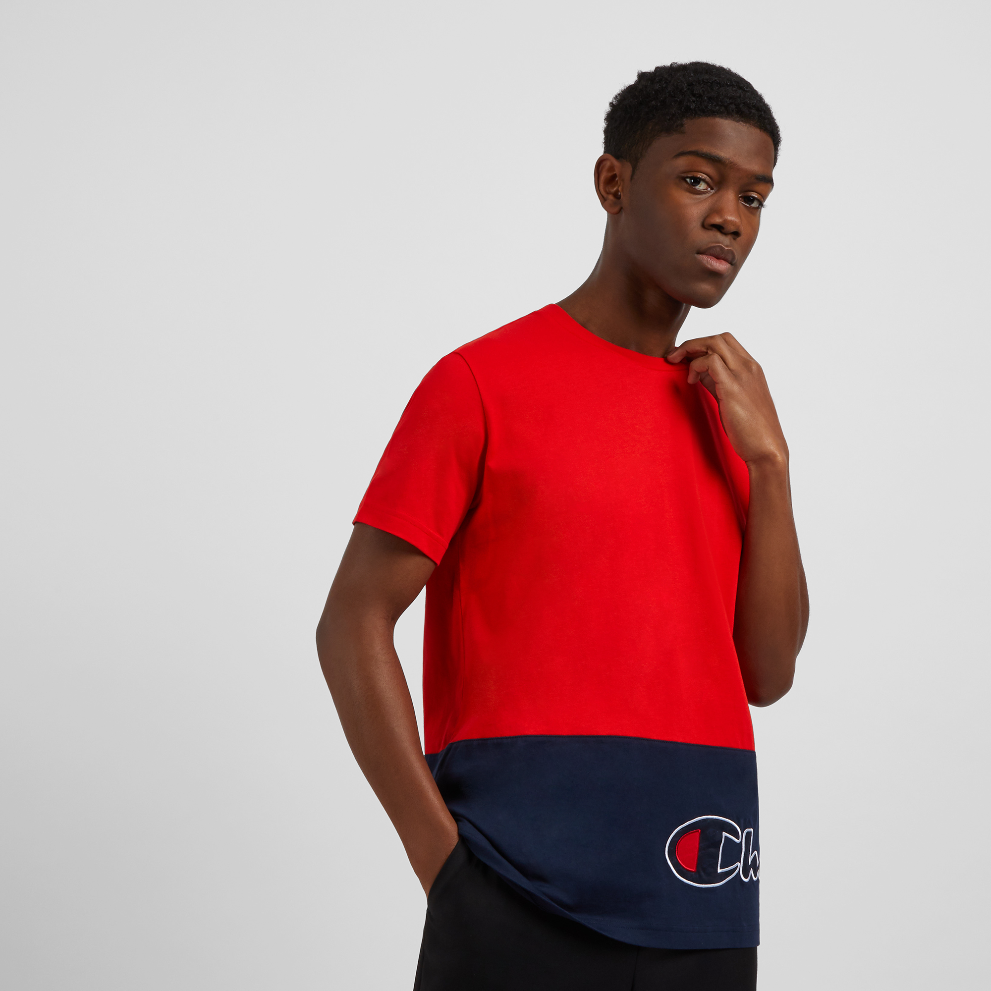 Tee Shirt Colorblock Logo Champion Rouge/marine L Male