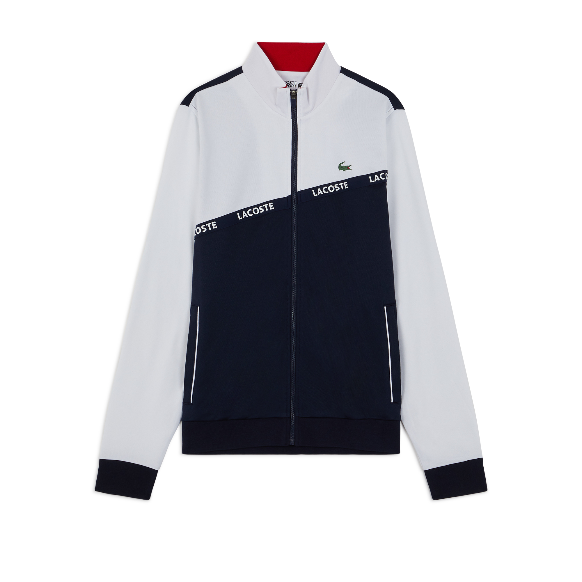 Jacket Fz Tape Lacoste Blanc/marine/rouge L Male
