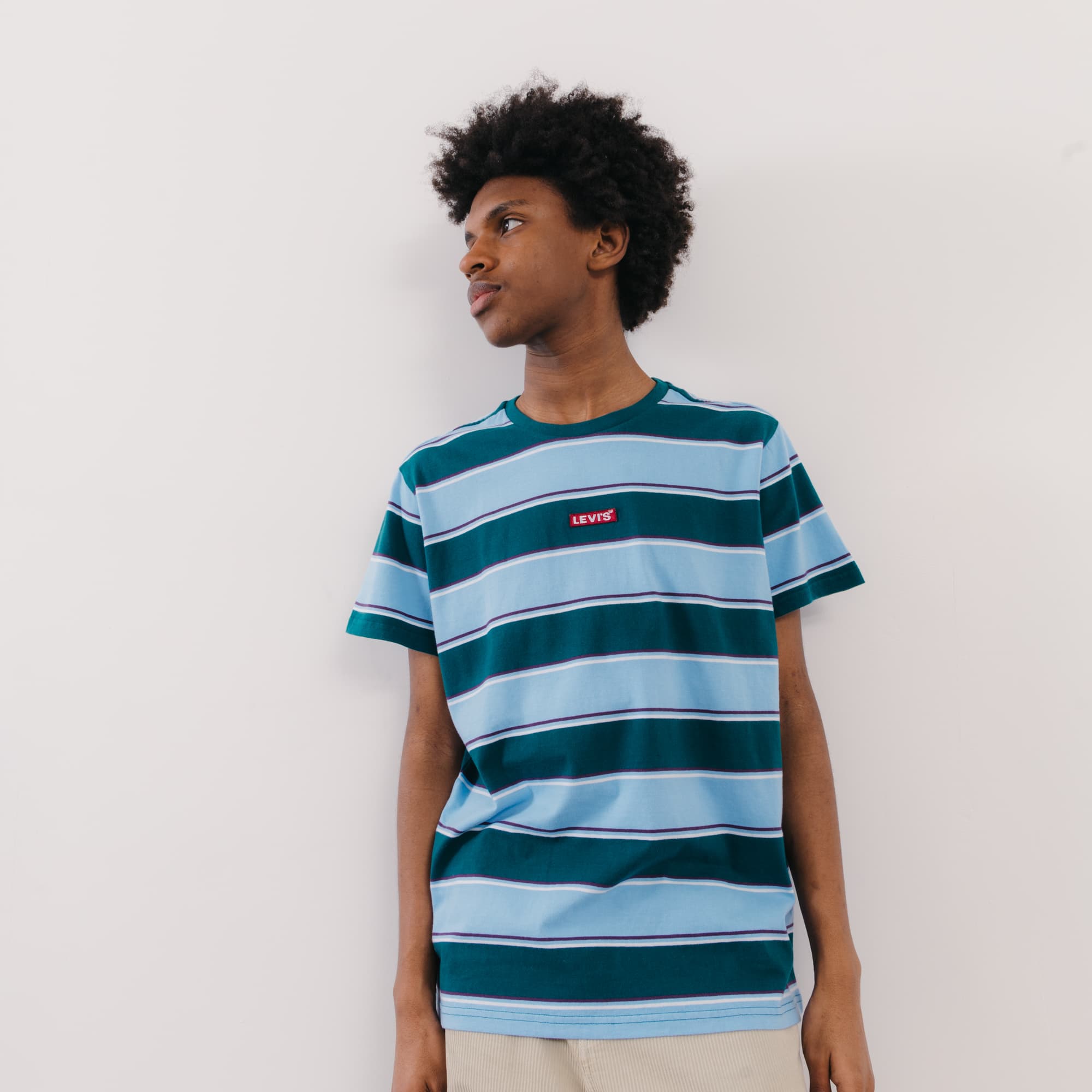 LEVIS TEE SHIRT STRIPES RELAXED BABY TAB GREEN/BLUE - T-SHIRTS MEN |  