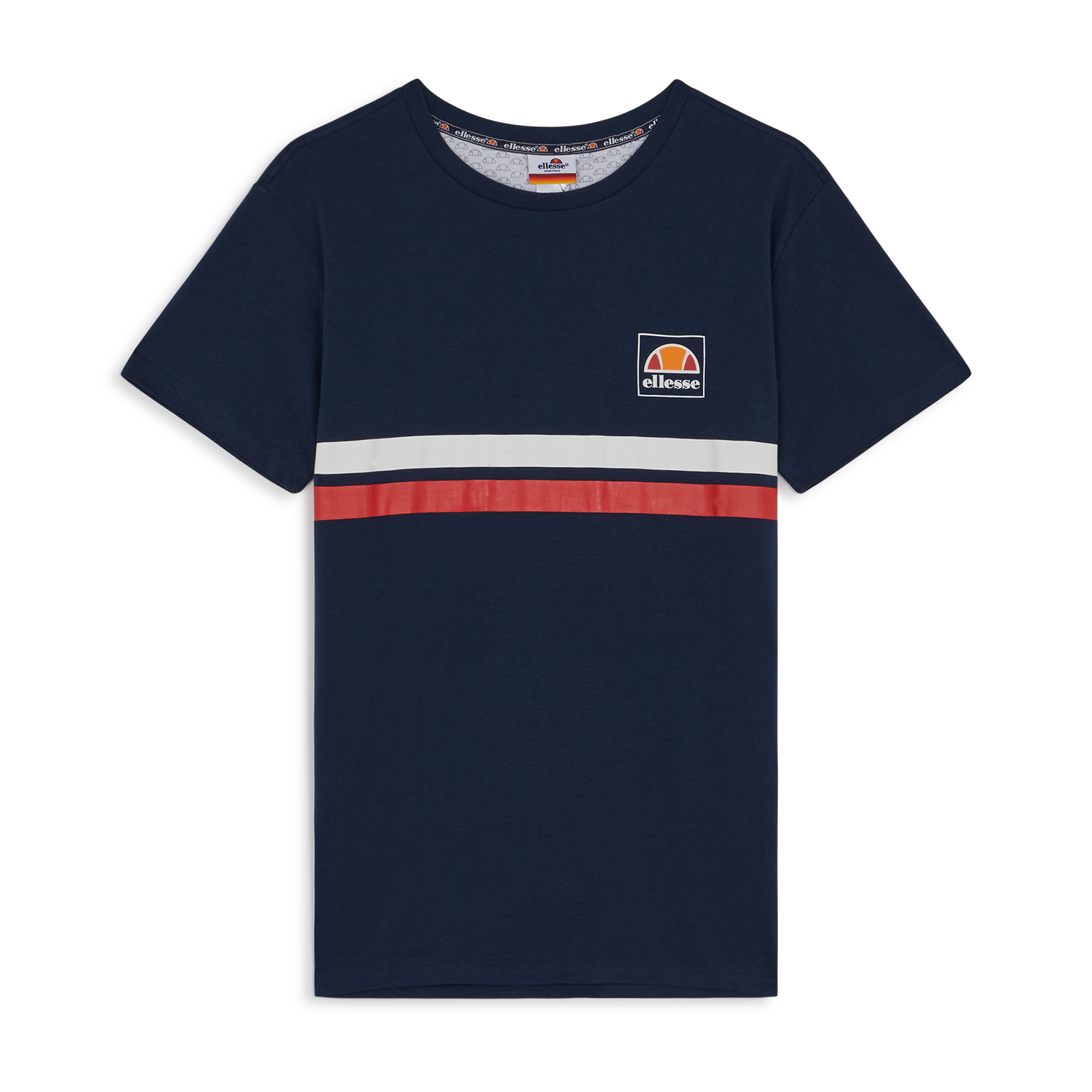 Tee Shirt Logo Rayure Ellesse Marine/ Blanc L Male