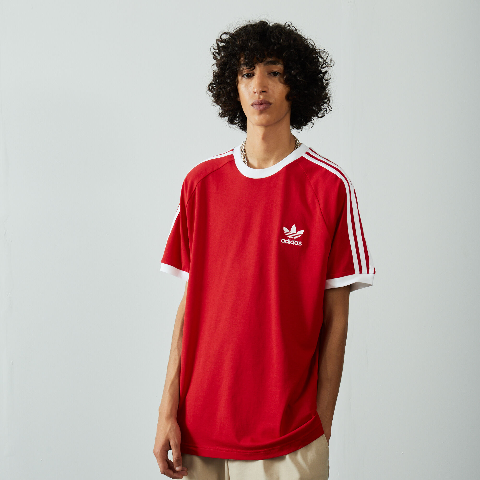 ADIDAS ORIGINALS TEE SHIRT 3 STRIPES ROUGE/BLANC - TEE-SHIRT HOMME