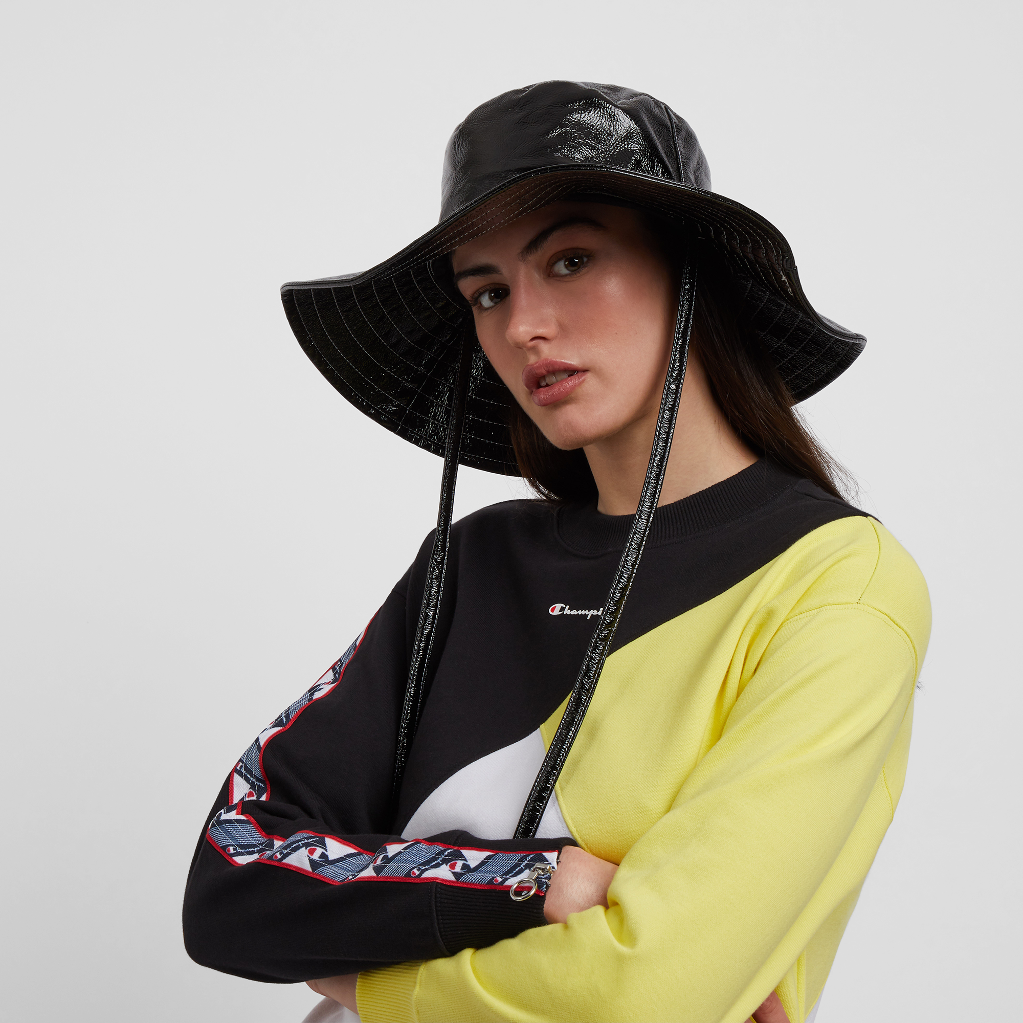 Sweat Colorblock Zip Champion Blanc/noir/jaune M Female