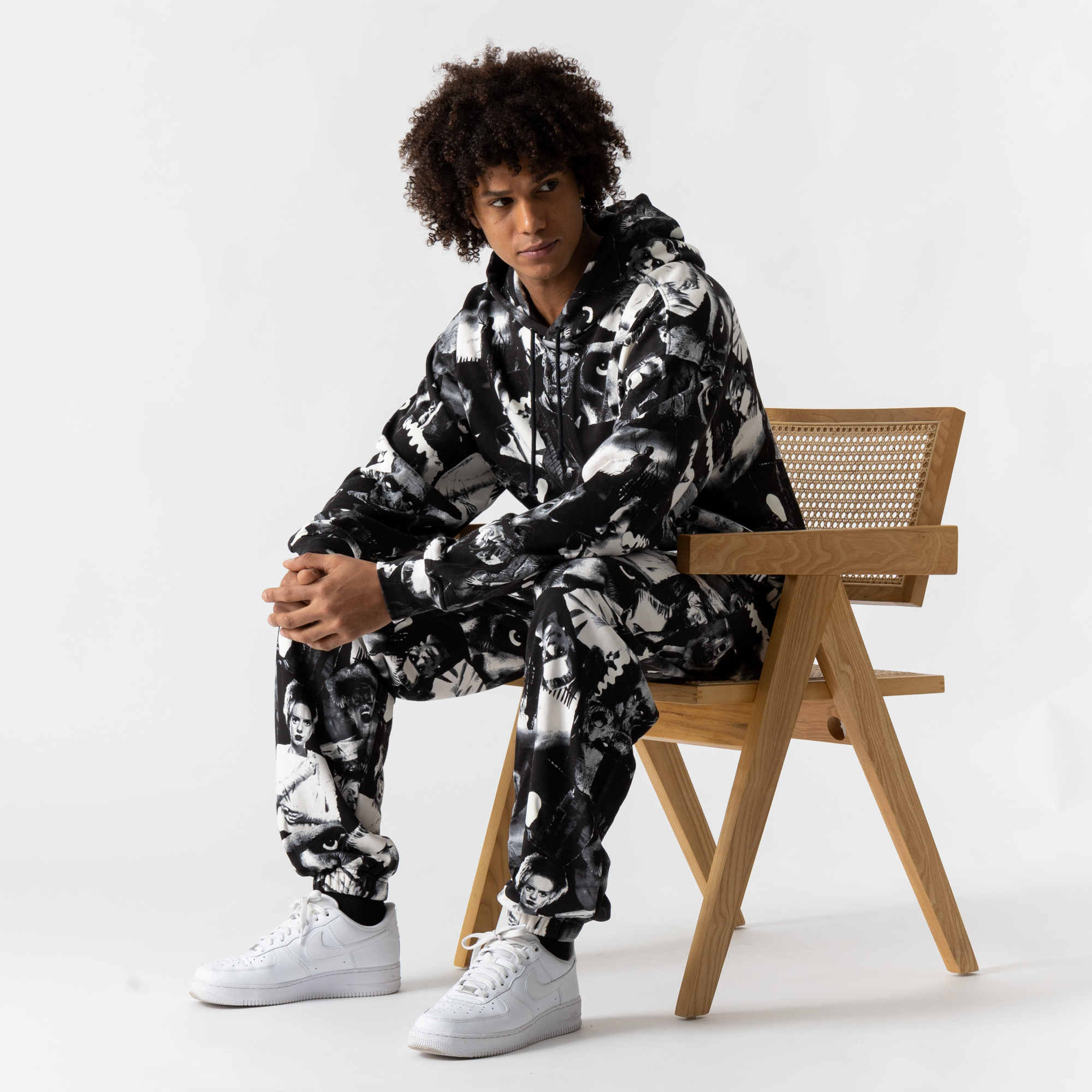 Hoodie Monsters Aop Noir/blanc