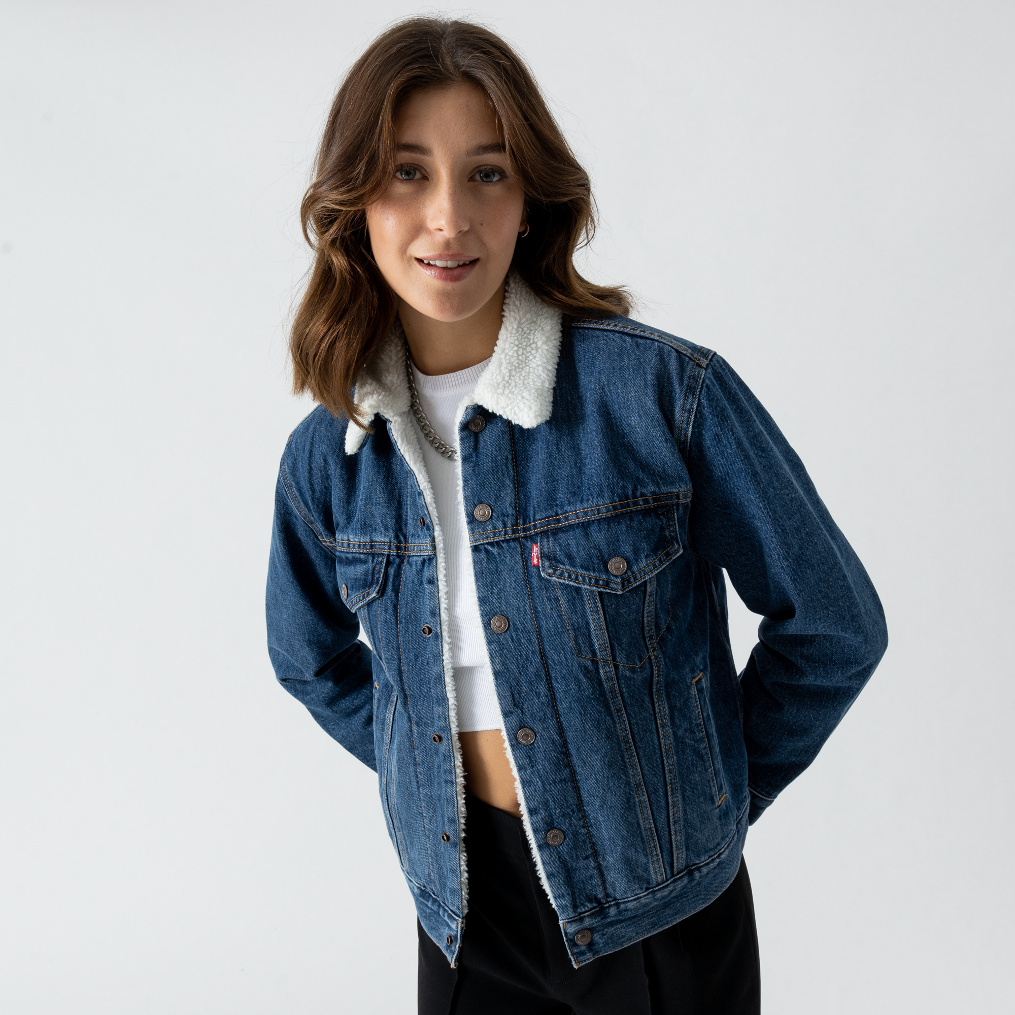 Jacket Veste Ex-bf Sherpa Trucker Levis Bleu/ Denim L Female