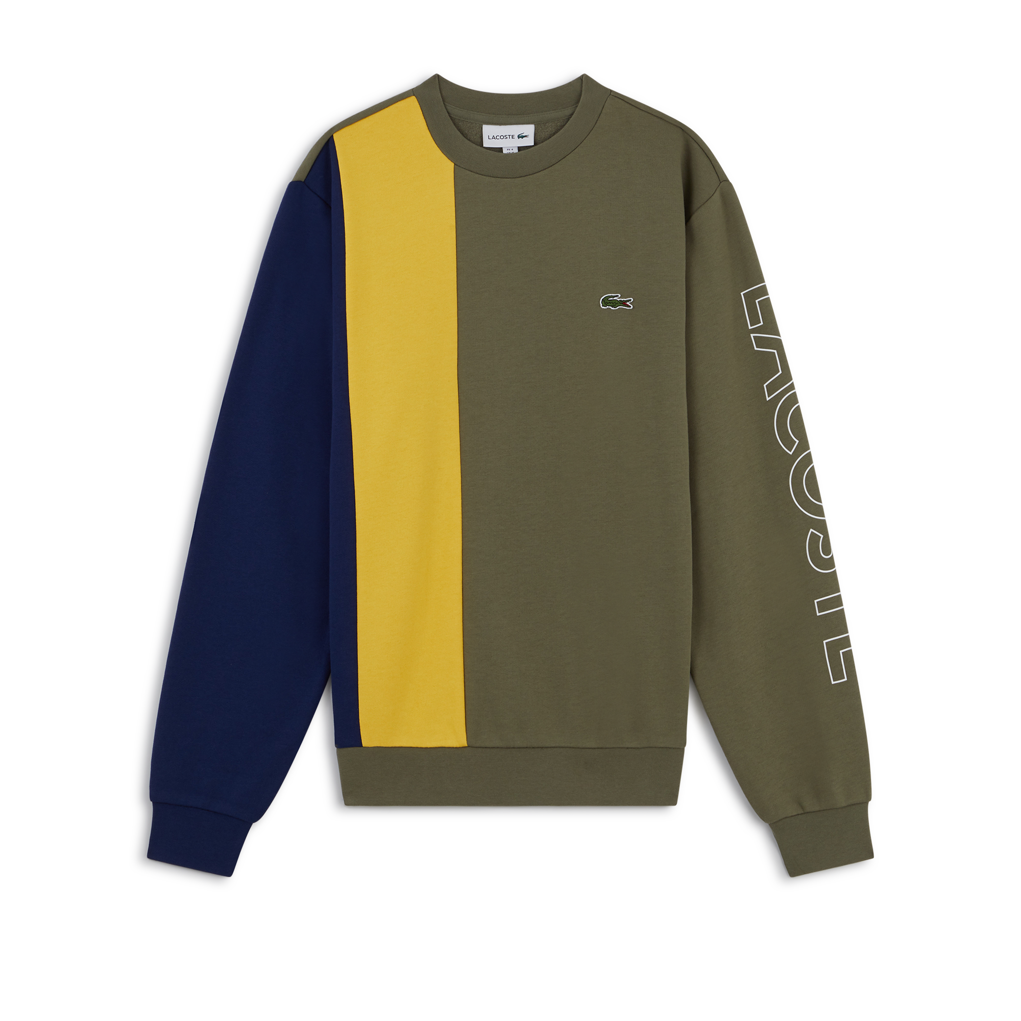 Sweat Crewneck Tricolore Small Logo Kaki/marine/jaune