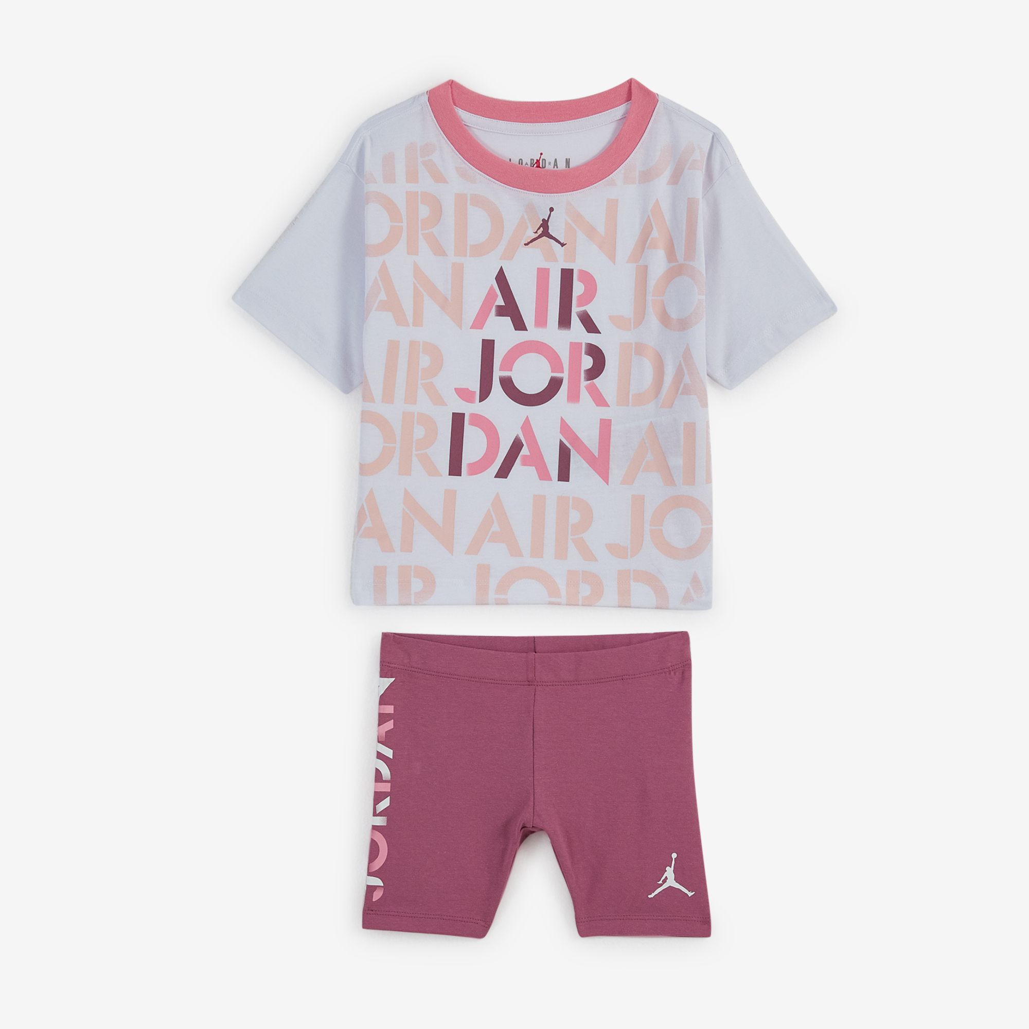 2 Pc Set Tee Shirt Bike Short Blanc/rose