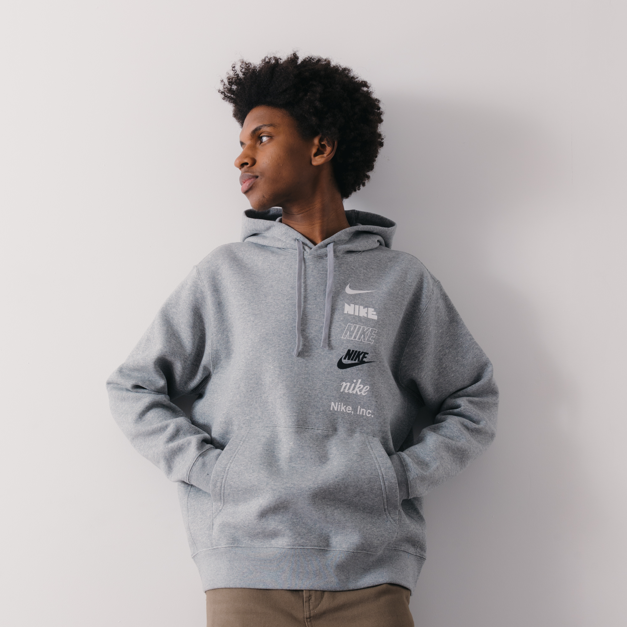 Hoodie Multi Logo  Gris