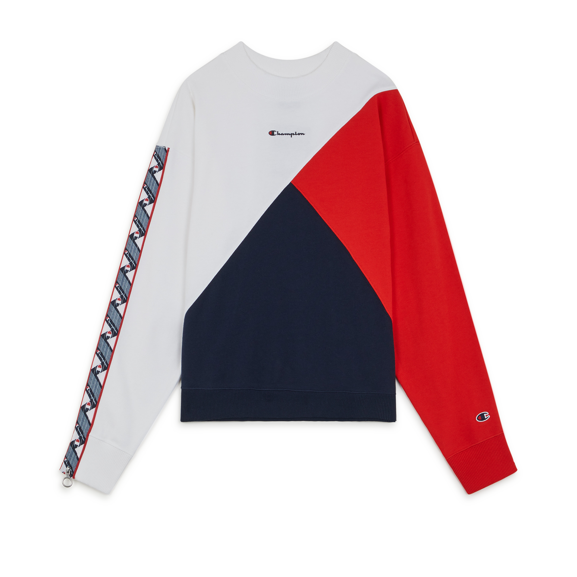 Sweat Colorblock Zip Champion Blanc/bleu/rouge M Female