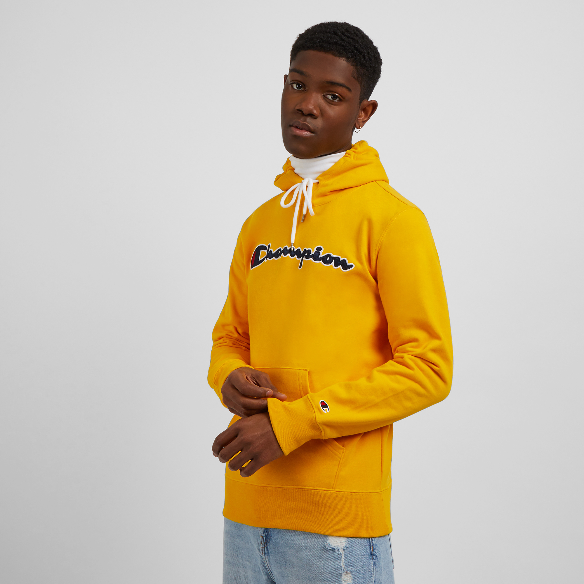 Hoodie Classique Logo Champion Jaune L Male