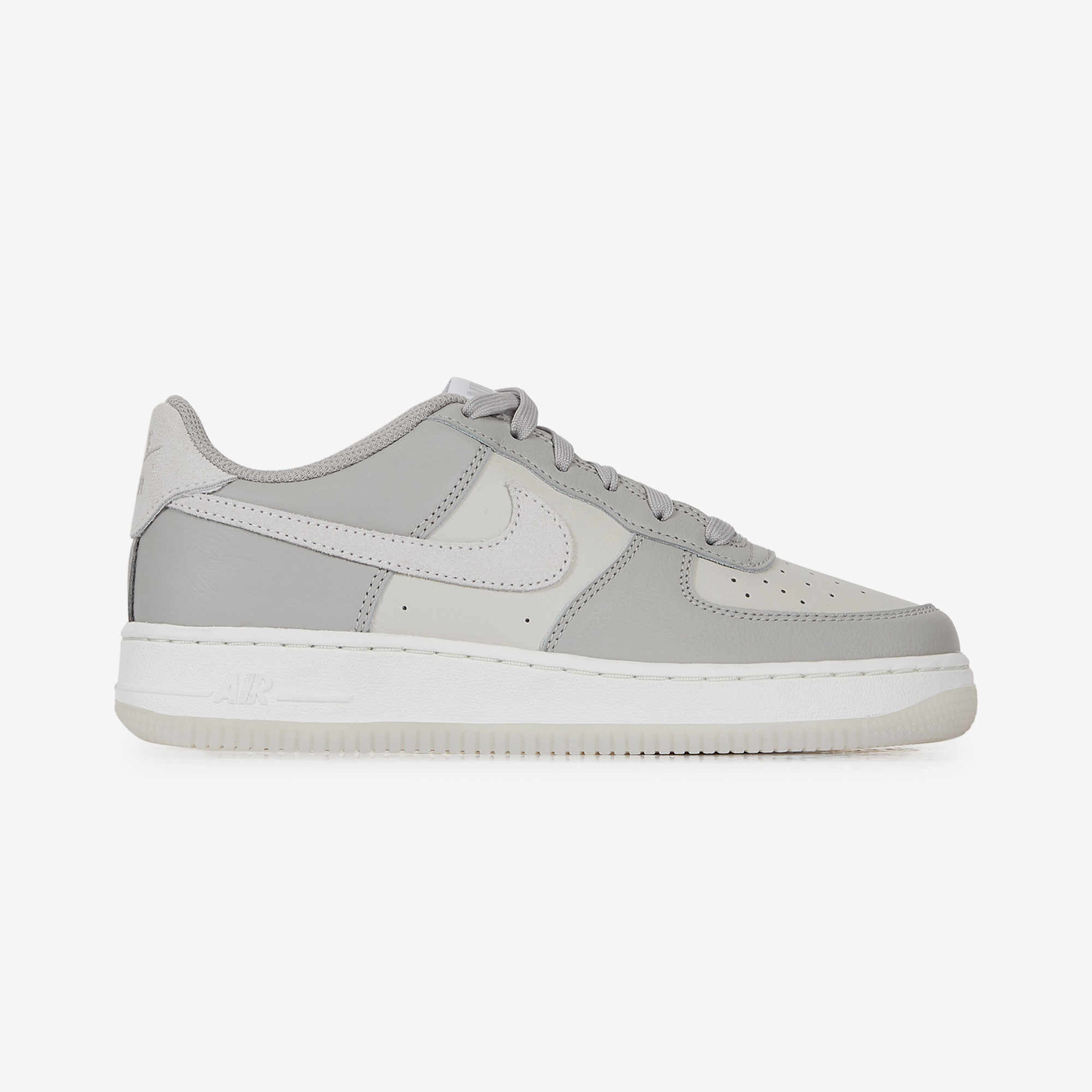 NIKE AIR FORCE 1 LOW SNEAKERS ENFANT GRIS BLANC LACETS Courir