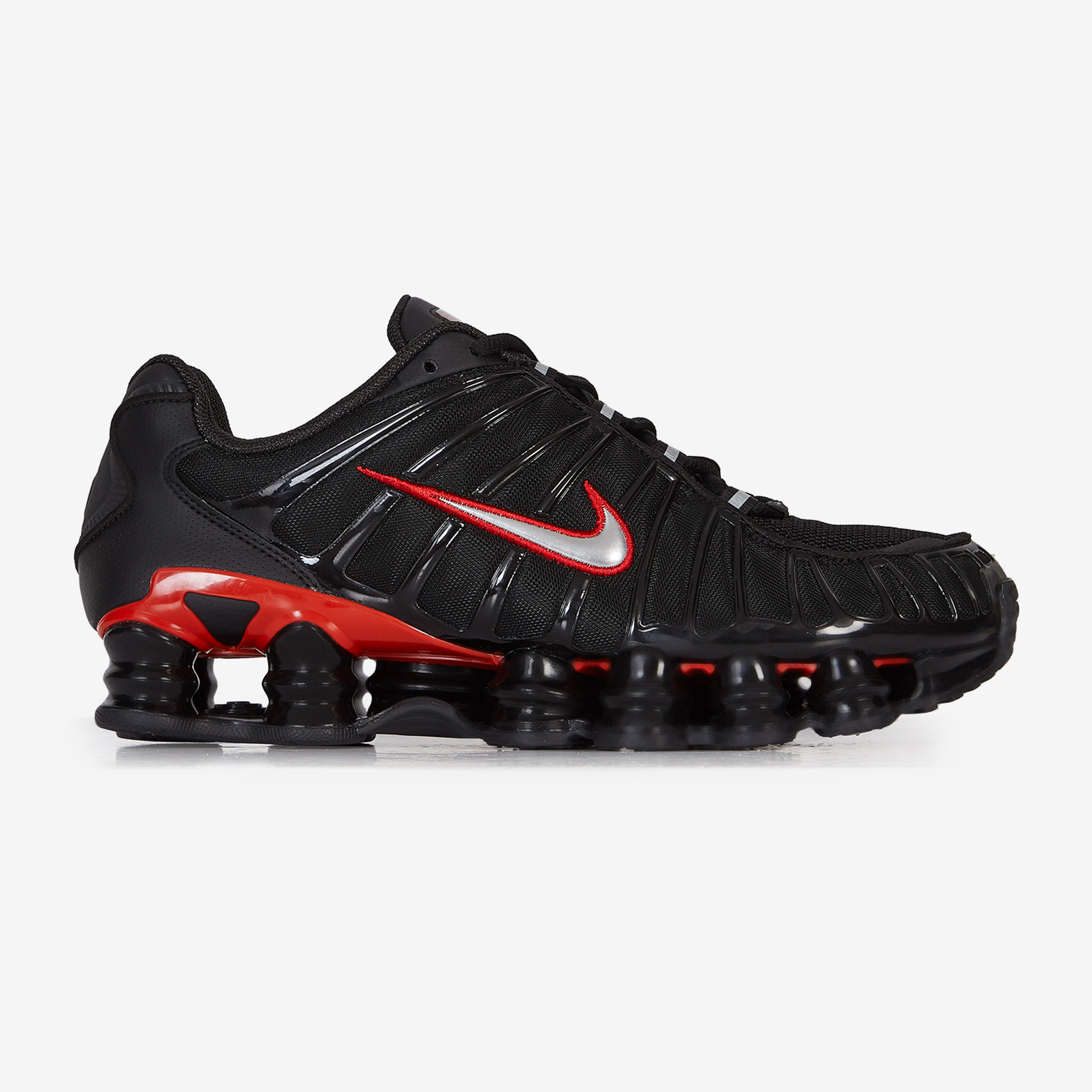 black and red nike shox
